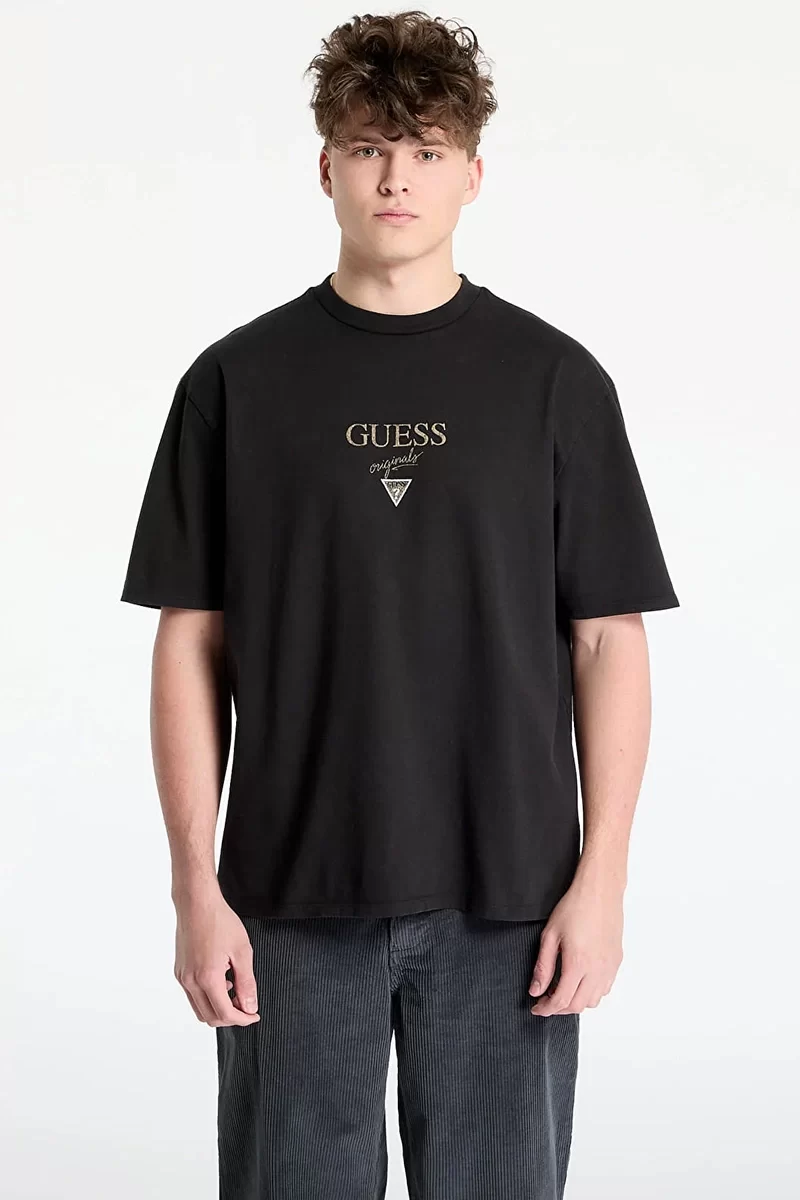 Guess Go Prınted Baker Logo Tee Erkek Siyah T-Shirt M5GI69K8FQ4-JTMU