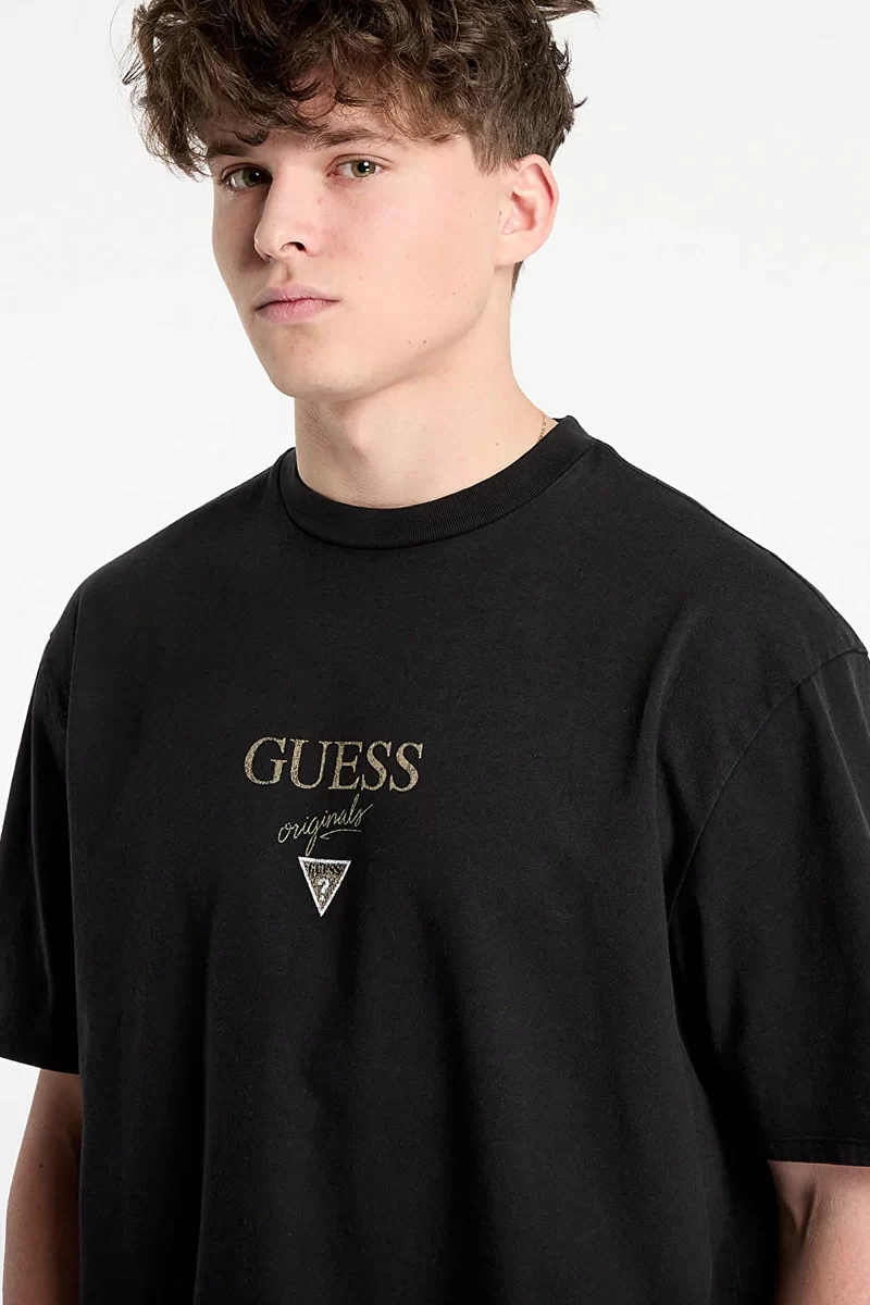 Guess Go Prınted Baker Logo Tee Erkek Siyah T-Shirt M5GI69K8FQ4-JTMU