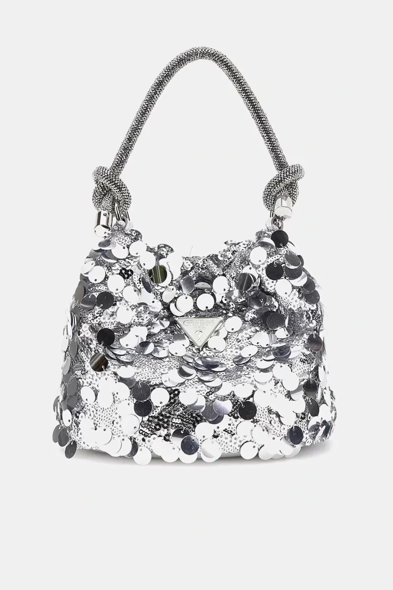 Guess Holıday Shıne Top Handle Pouch Kadın Gri Omuz Çantası HWEY9538750-SIL