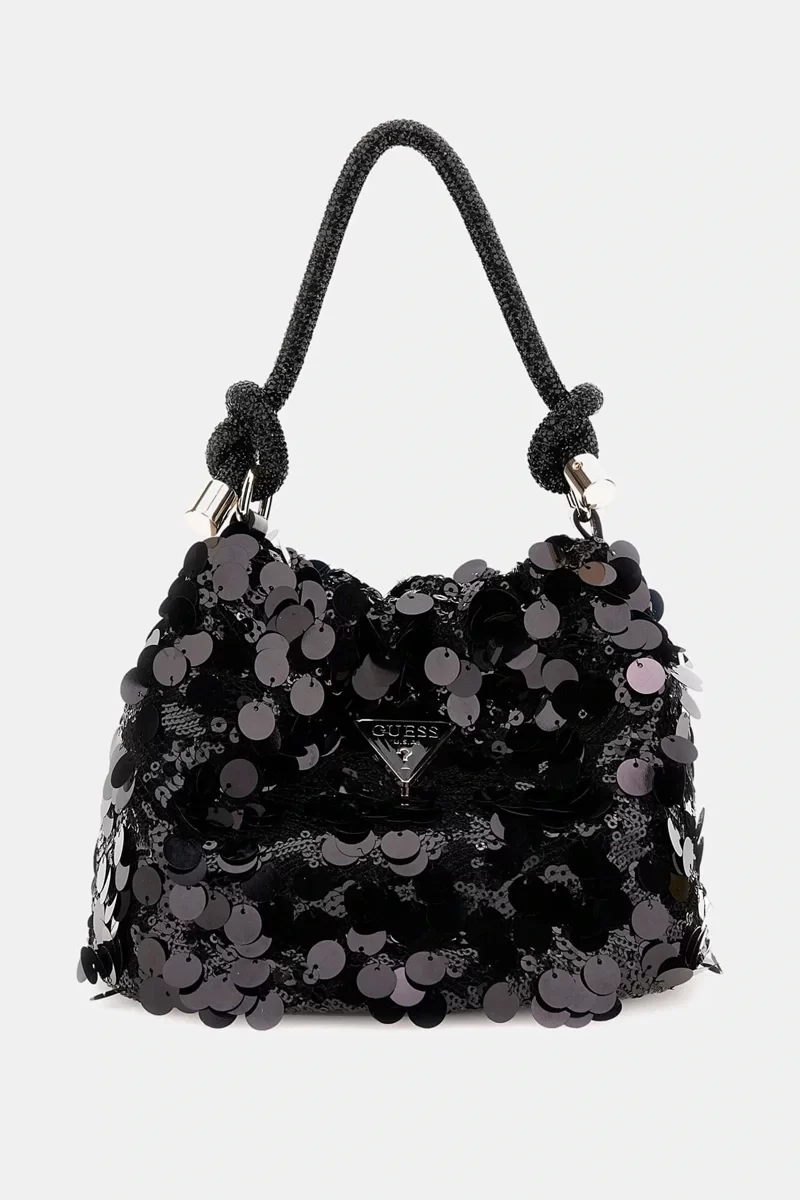 Guess Holıday Shıne Top Handle Pouch Kadın Siyah Omuz Çantası HWEG9538750-BLA