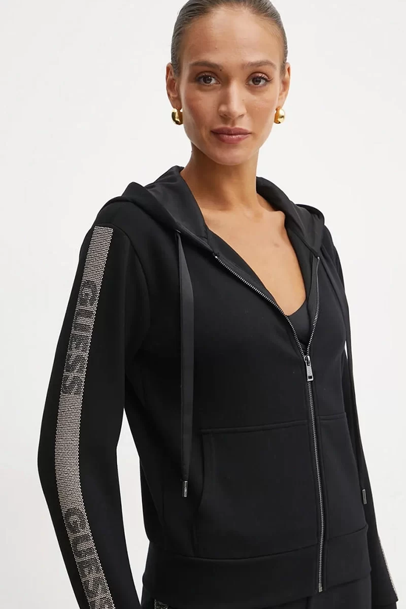 Guess Hooded Scuba Sweatshırt Kadın Siyah Eşofman Üstü W5RQ03KBYE2-JBLK