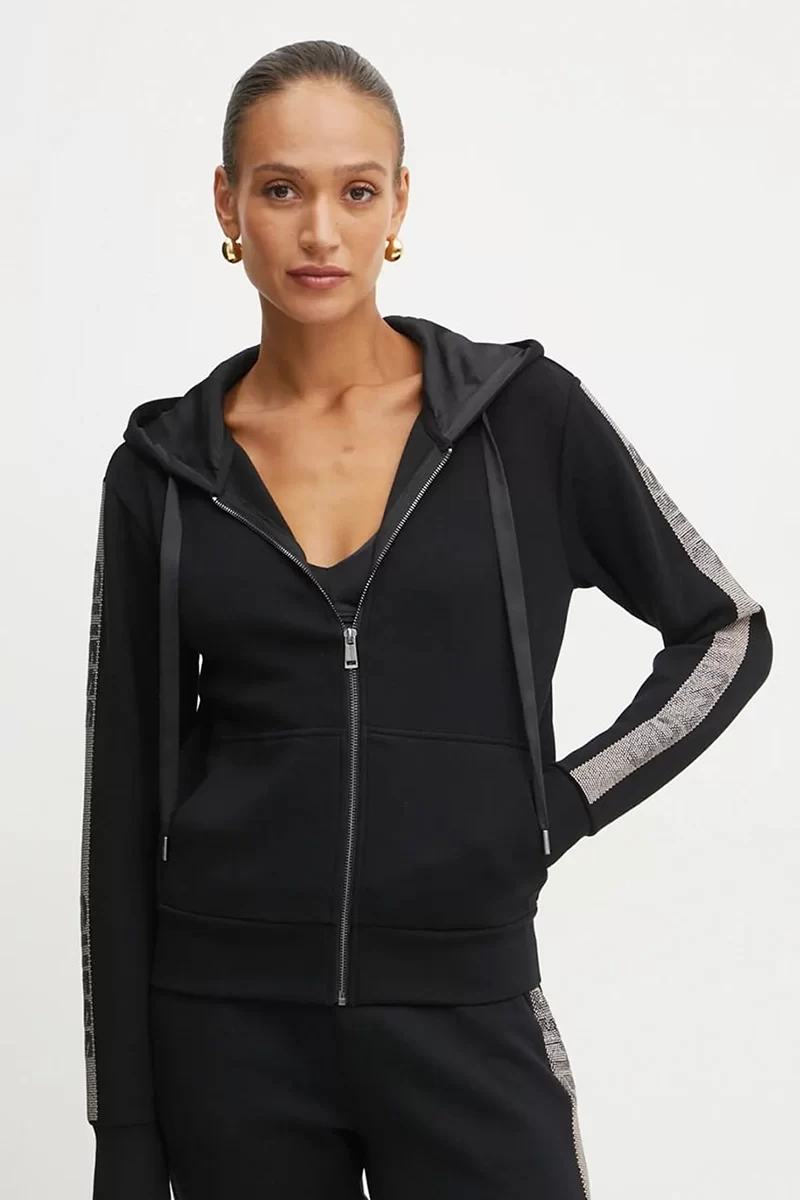 Guess Hooded Scuba Sweatshırt Kadın Siyah Eşofman Üstü W5RQ03KBYE2-JBLK