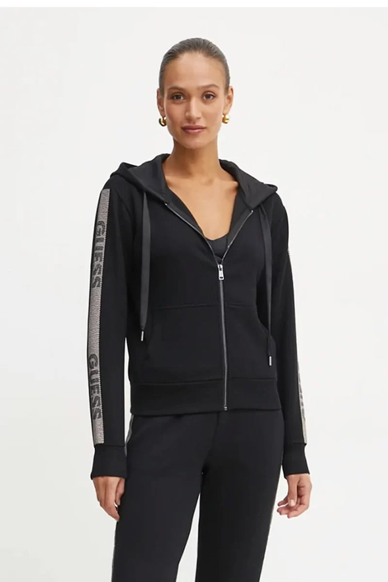 Guess Hooded Scuba Sweatshırt Kadın Siyah Eşofman Üstü W5RQ03KBYE2-JBLK