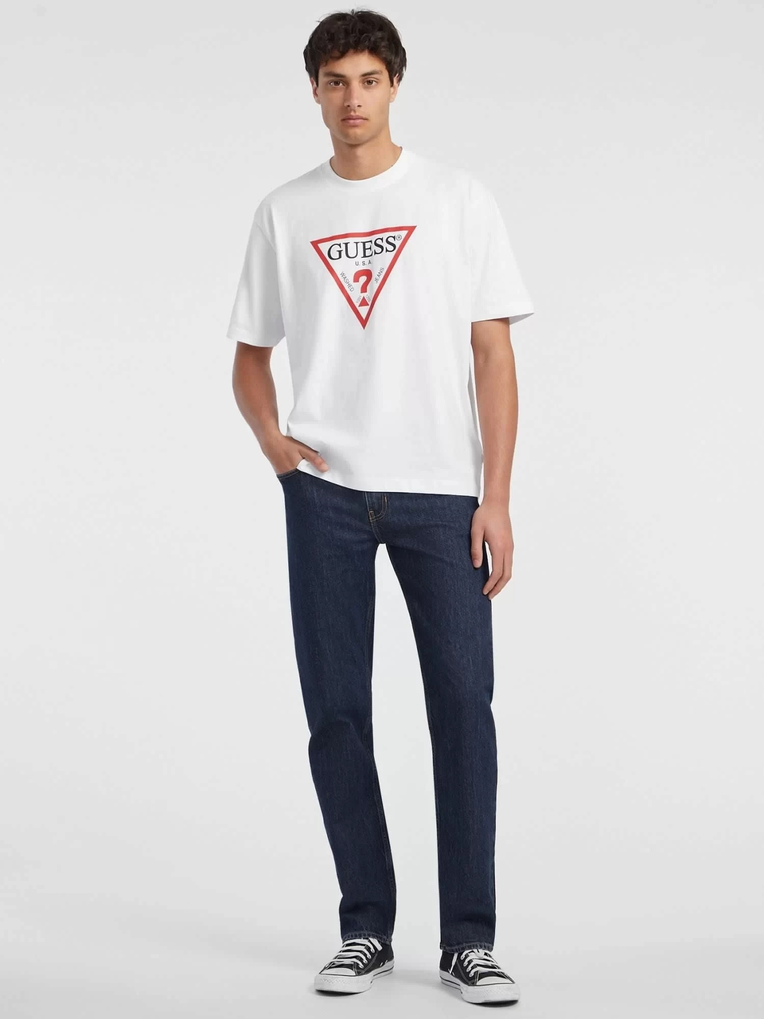 Guess jeans Gj Ss Cn Os Iconıc Tee Erkek Beyaz T-Shirt M4YI45K8FQ4-G011