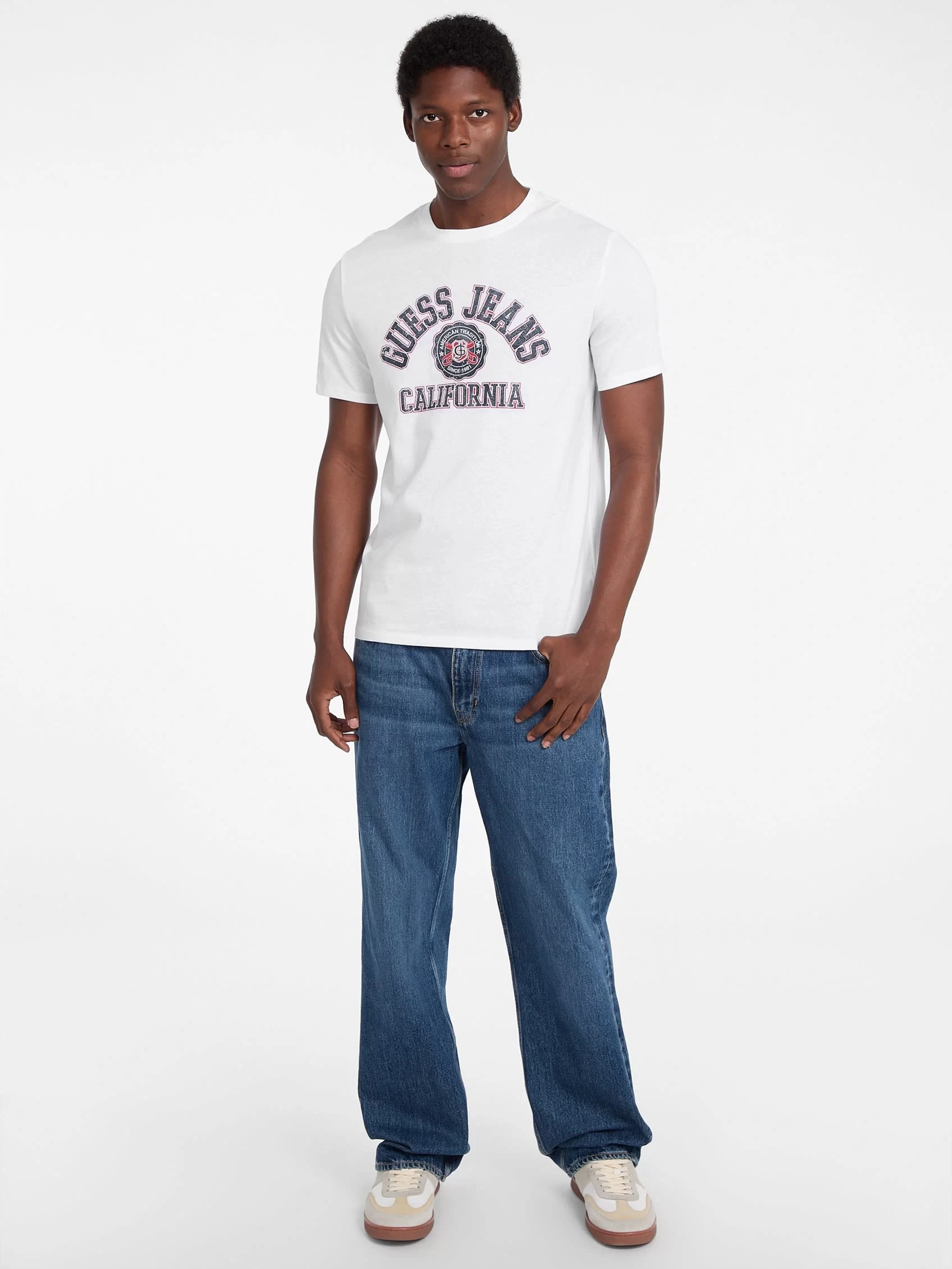 Guess jeans Gj Ss Cn Slım Prınted Tee Erkek Beyaz T-Shirt M5RI80K8HM0-G011