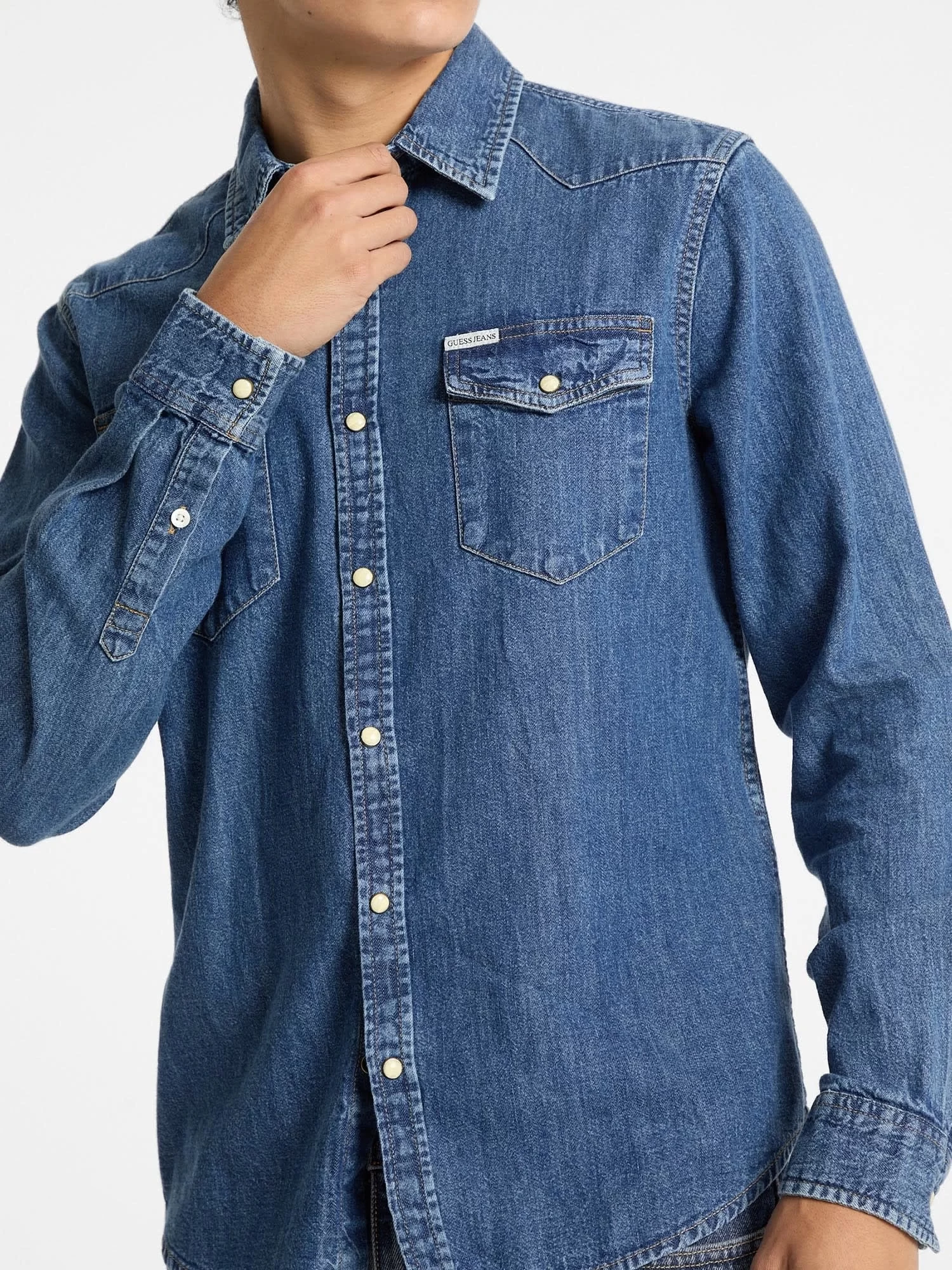 Guess jeans Gj Slım Ls Denım Shırt Erkek Mavi Gömlek M4YH55D5EI1-GJRW
