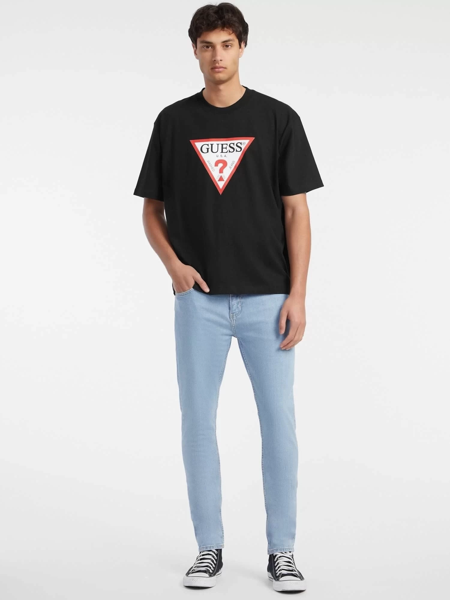 Guess jeans Gj Ss Cn Os Iconıc Tee Erkek Siyah T-Shirt M4YI45K8FQ4-JBLK