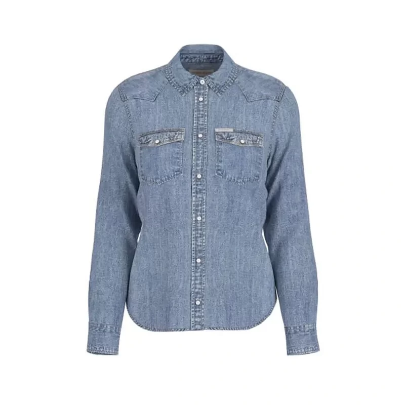 Guess jeans Gj Slım Ls Denım Shırt Kadın Mavi Gömlek W5RH35D5M81-GJMW