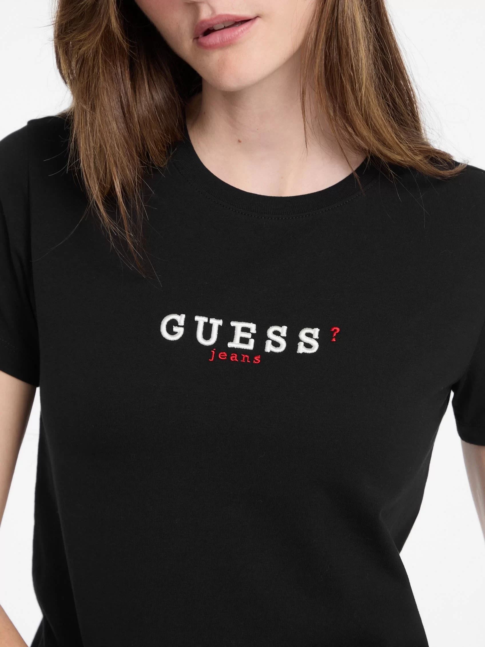 Guess jeans Gj Ss Cn Reg 3D Embr Guess Tee Kadın Siyah T-Shirt W5RI54J1314-JBLK