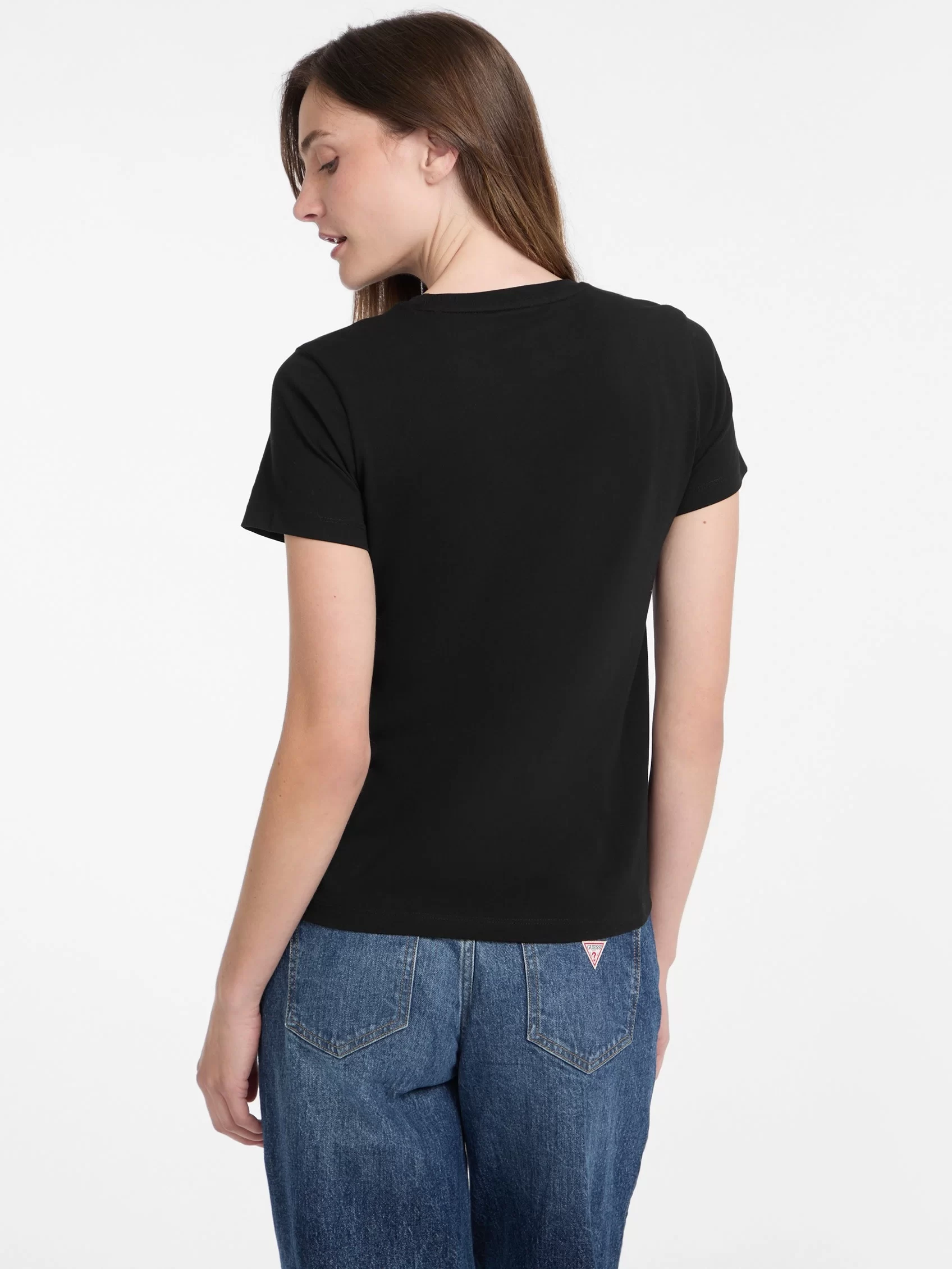 Guess jeans Gj Ss Cn Reg 3D Embr Guess Tee Kadın Siyah T-Shirt W5RI54J1314-JBLK