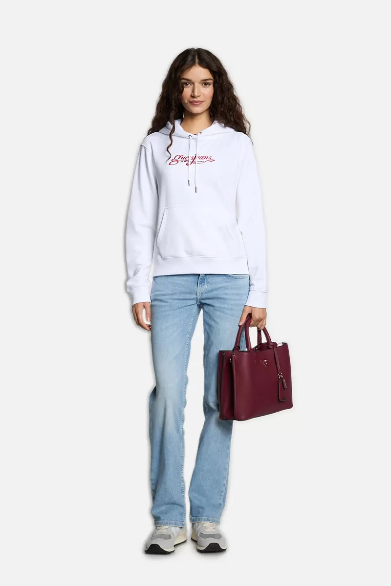 Guess jeans Gj Hood Reg La Calı Emb Sweat Kadın Beyaz Sweatshirt W4YQ12KC811-G011