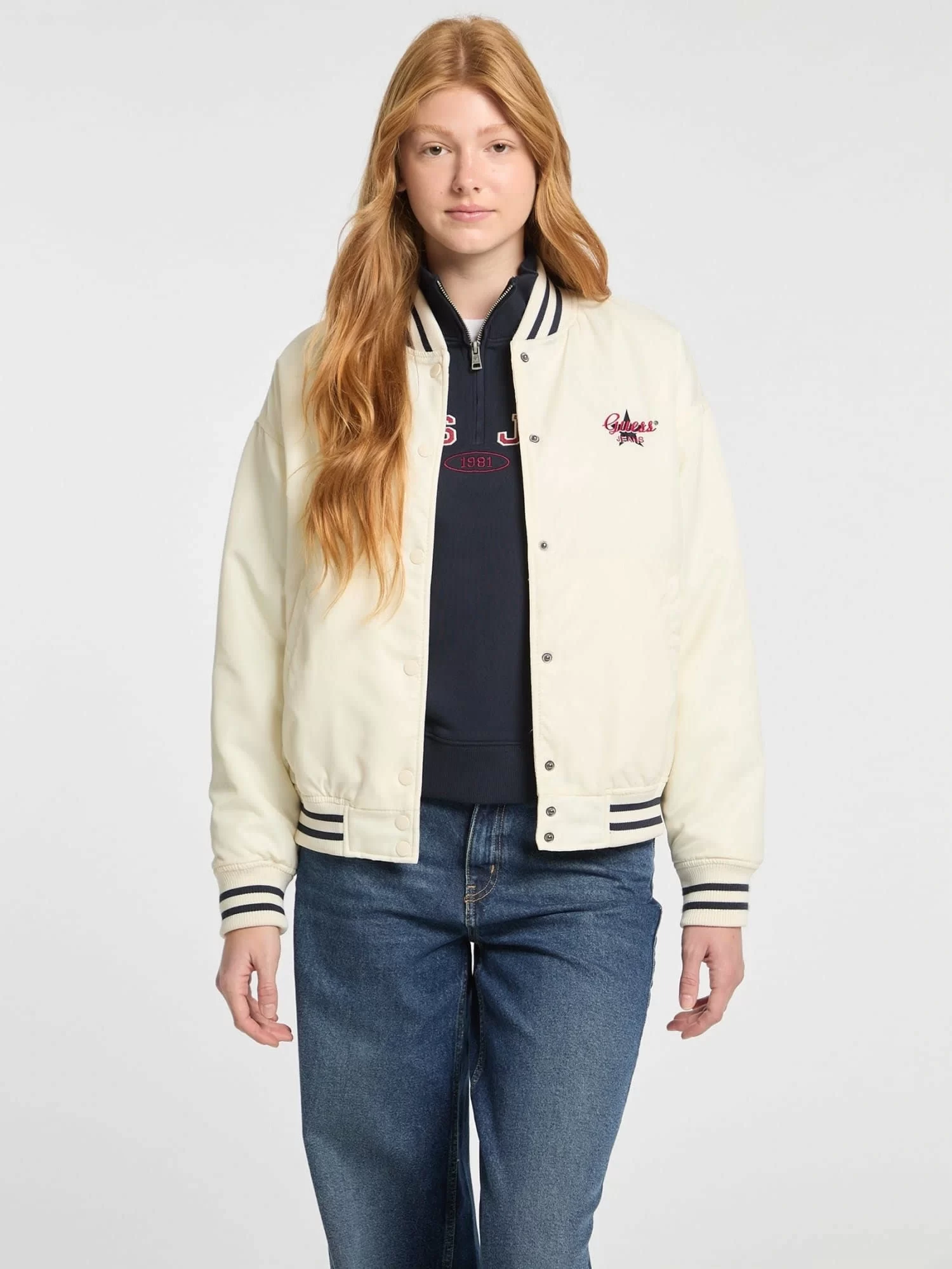 Guess jeans Gj Bomber Jkt Wıth Embroıdery Kadın Bej Ceket W5RL43WHAA2-G053