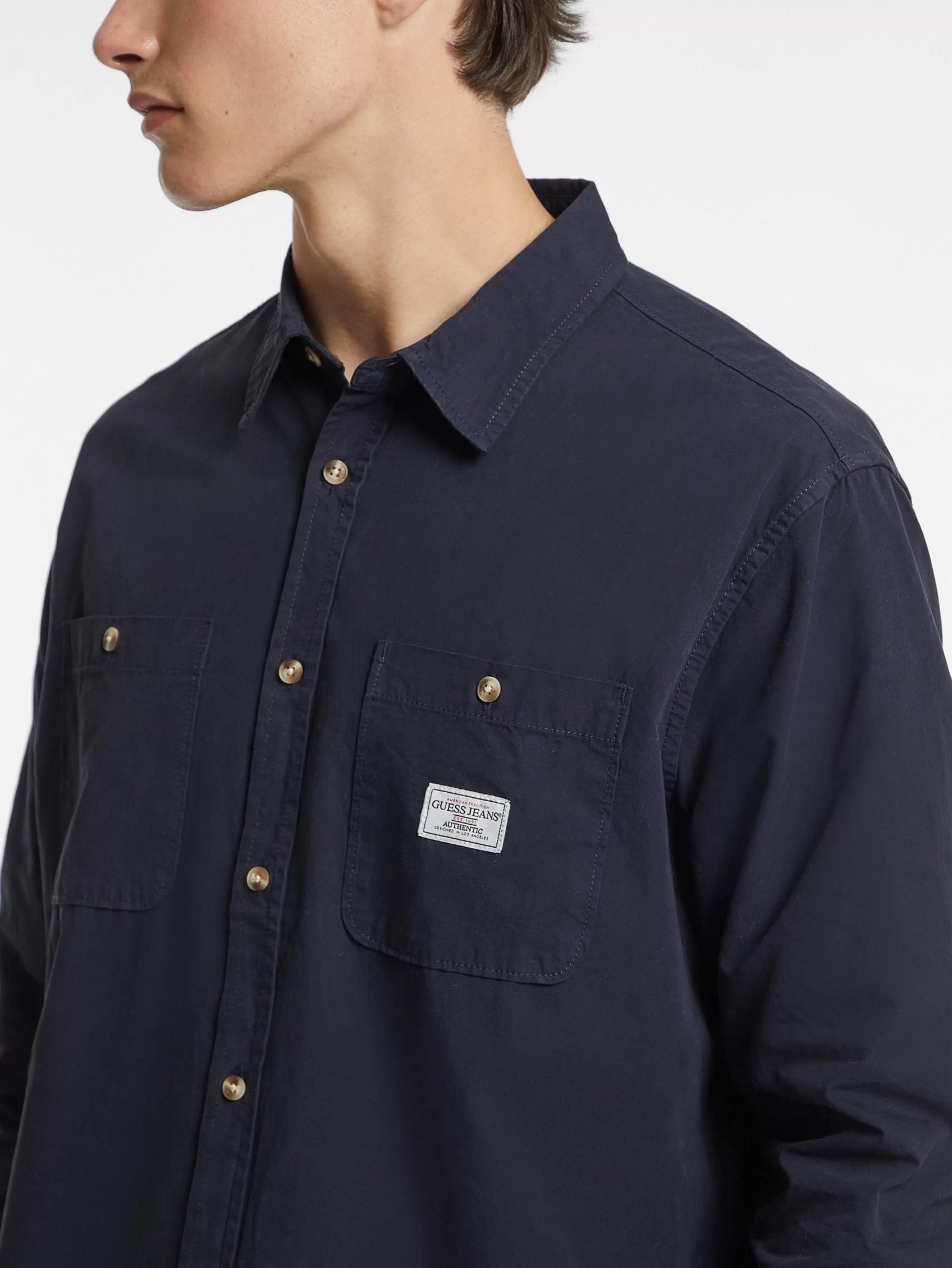Guess jeans Gj Ls Reg Pockets Shırt Erkek Lacivert Gömlek M4YH37WGCF1-A71W