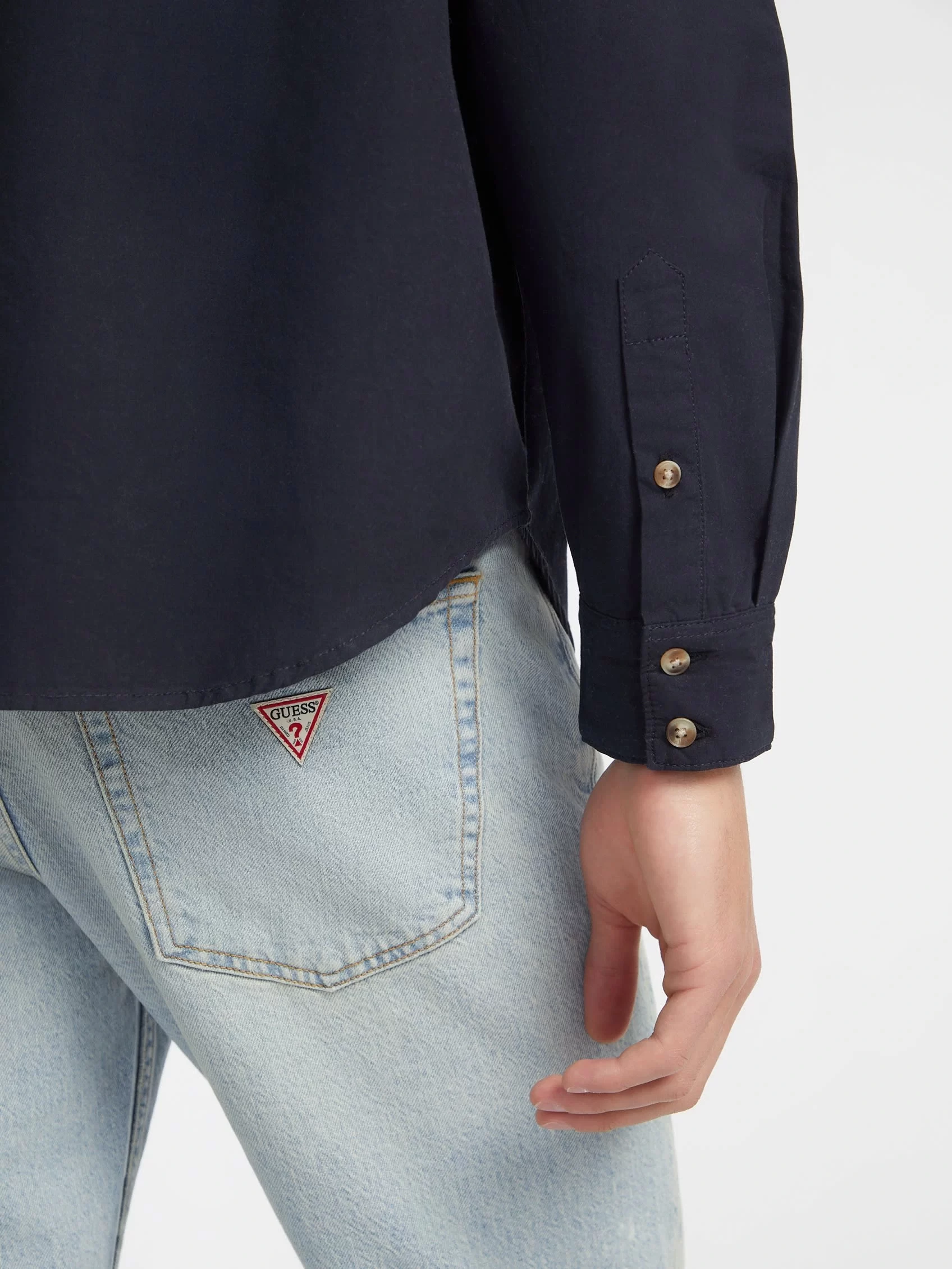 Guess jeans Gj Ls Reg Pockets Shırt Erkek Lacivert Gömlek M4YH37WGCF1-A71W