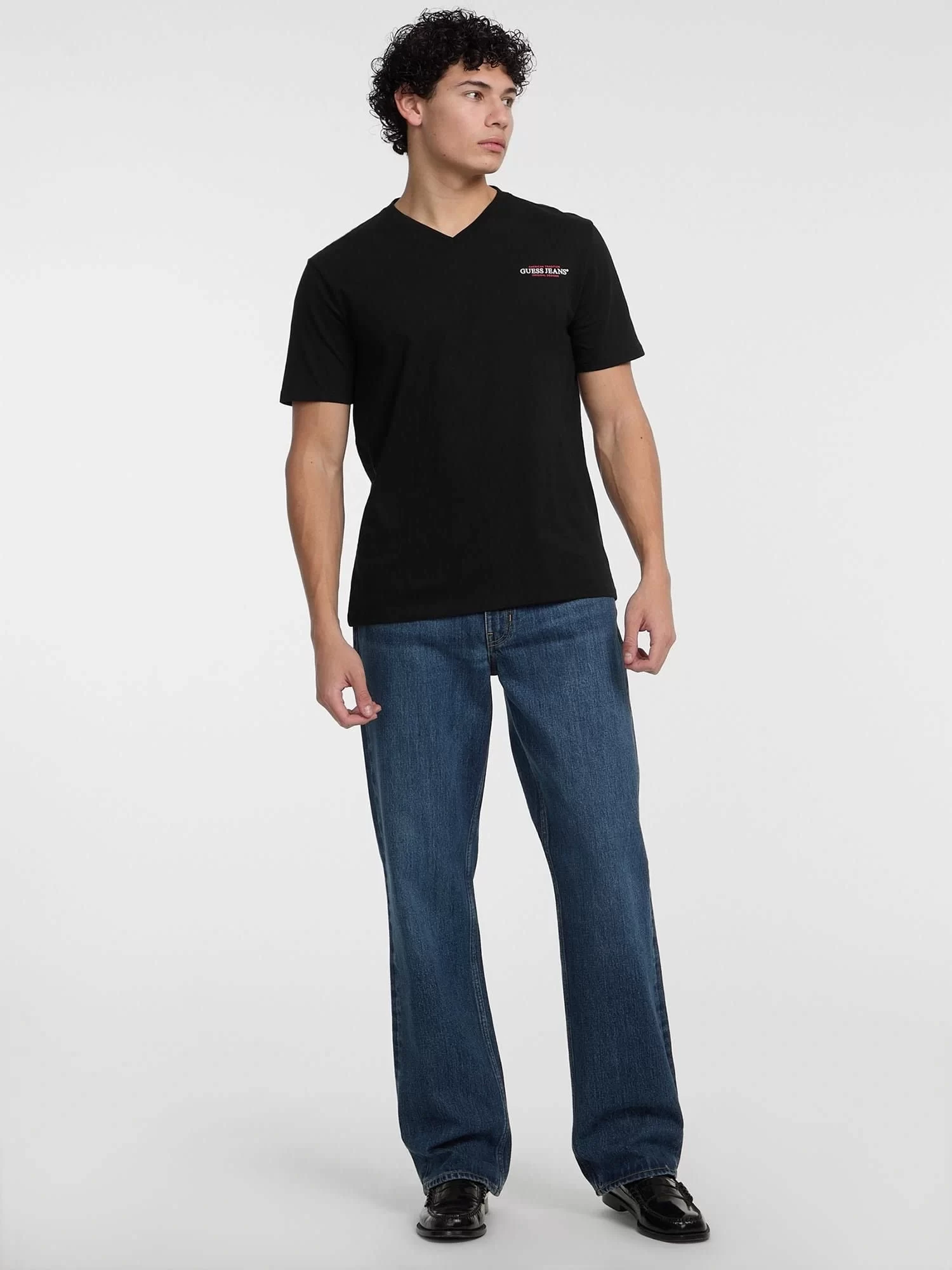 Guess jeans Gj Ss Vn Slım Amerıcan Tr Tee Erkek Siyah T-Shirt M4YI50K8HM0-JBLK
