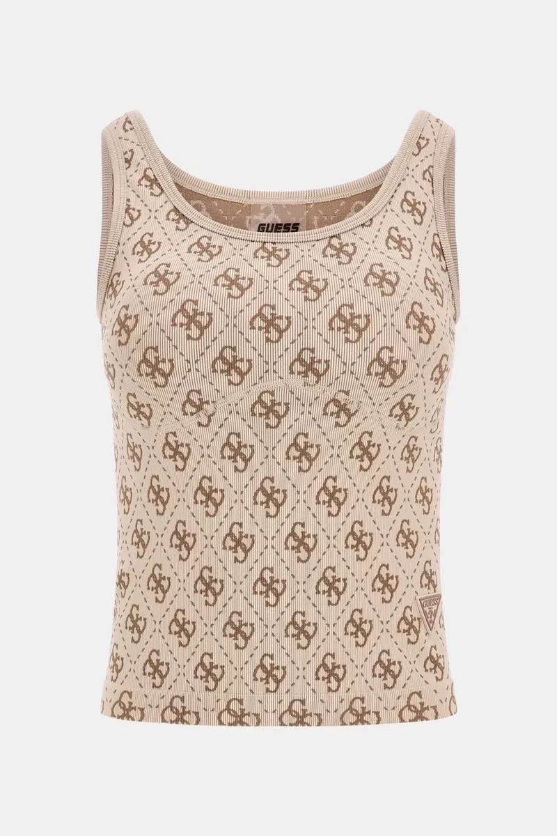 Guess 4G Rhombus Actıve Top Seamless Kadın Krem Atlet V5RP04Z3LF0-FN4R