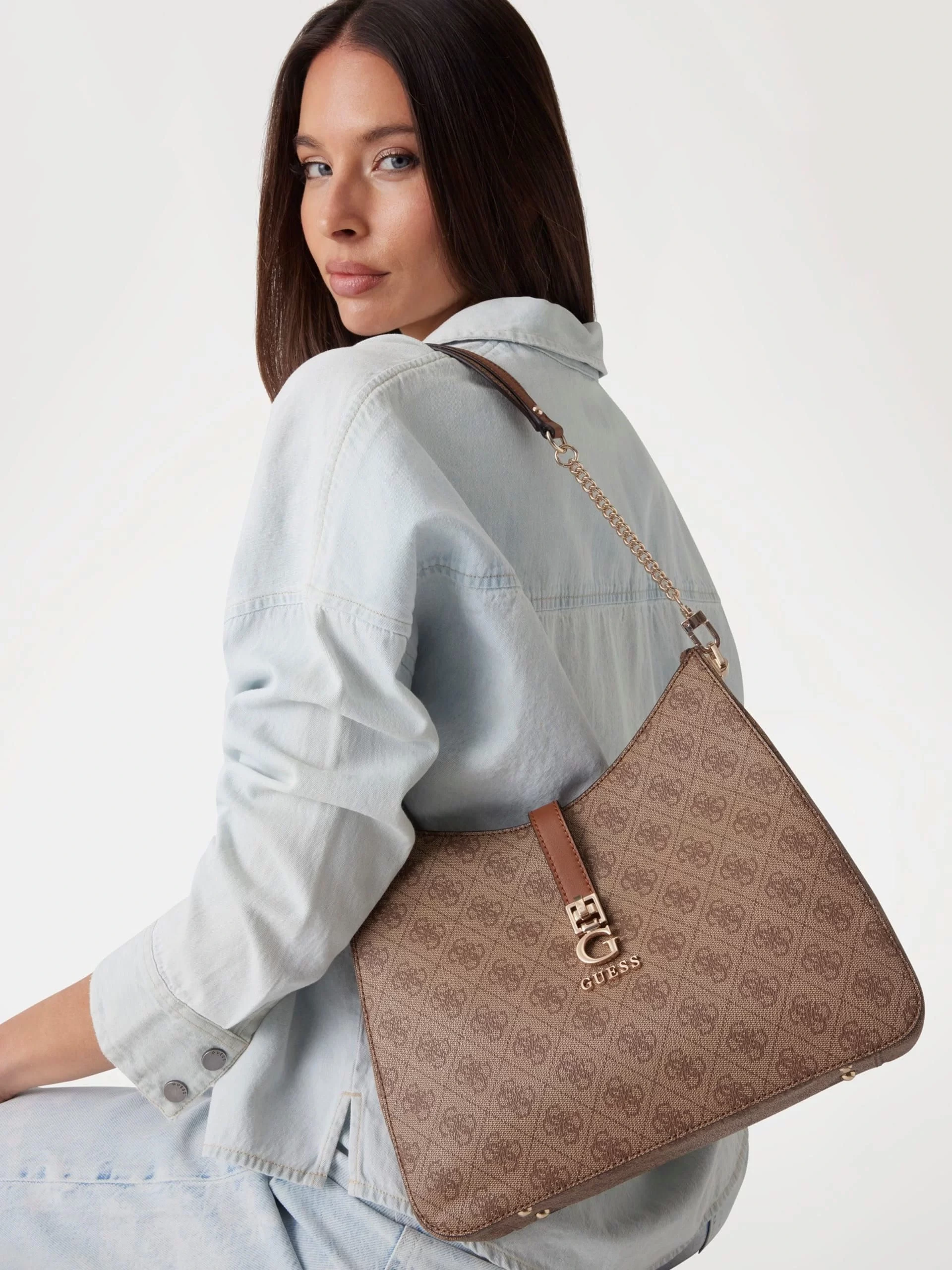 Guess Kadın Kahverengi Zamira Hobo Omuz Çantası