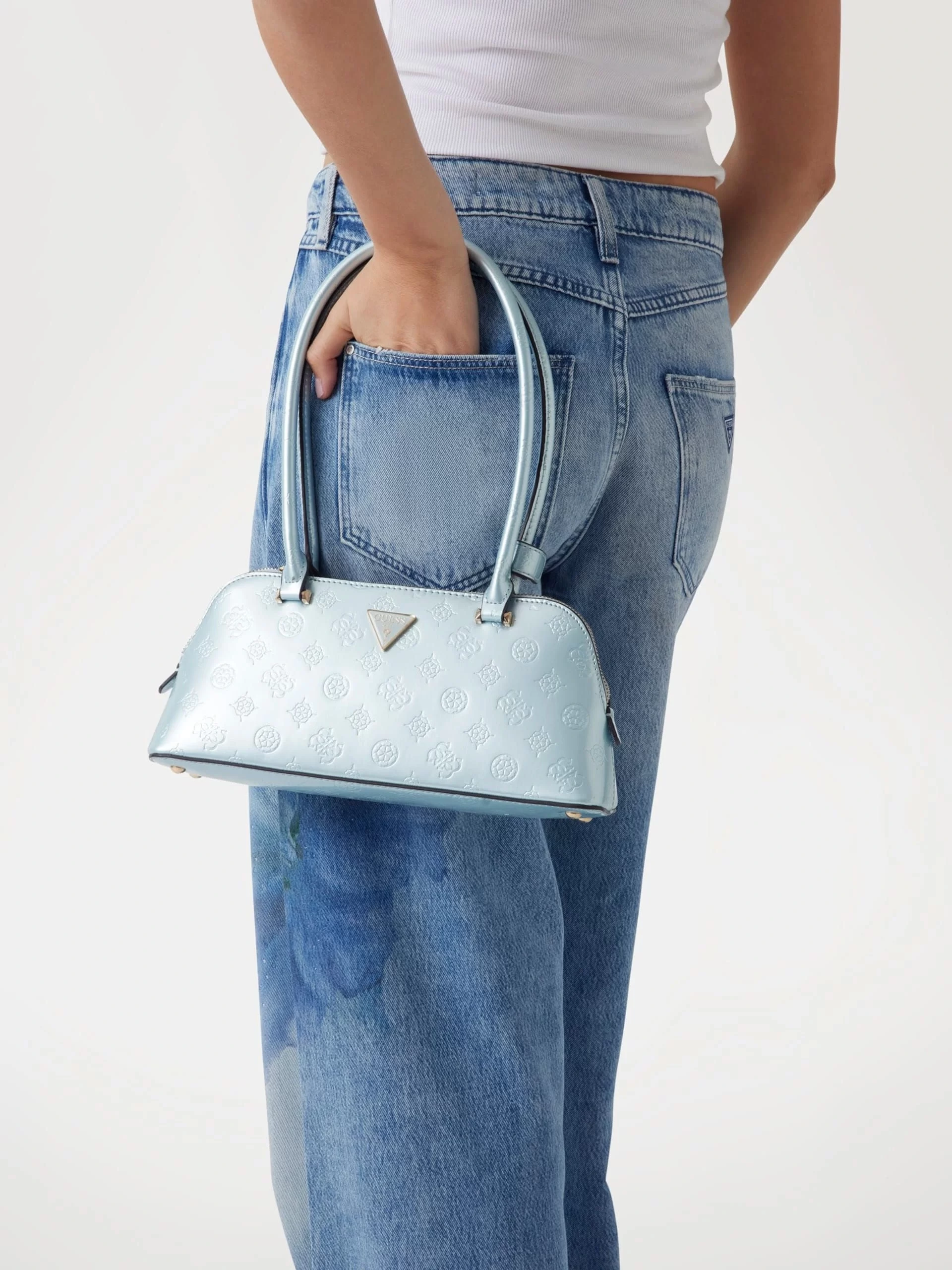 Guess Arnela Shoulder Satchel Kadın Mavi Omuz Çantası HWTG9496080-PBO