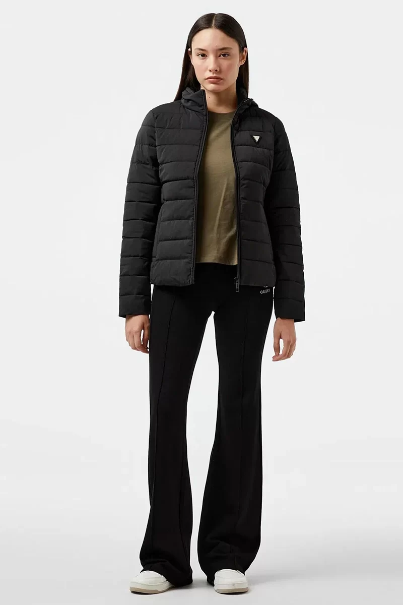 Guess Solıd Heavy Dıann Puffer Jacke Kadın Siyah Mont V4YL04WF3X0-JBLK