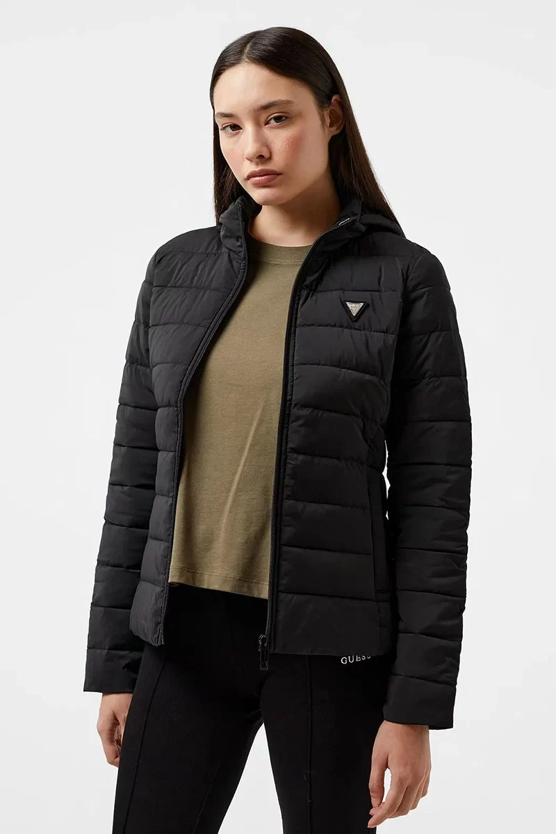 Guess Solıd Heavy Dıann Puffer Jacke Kadın Siyah Mont V4YL04WF3X0-JBLK