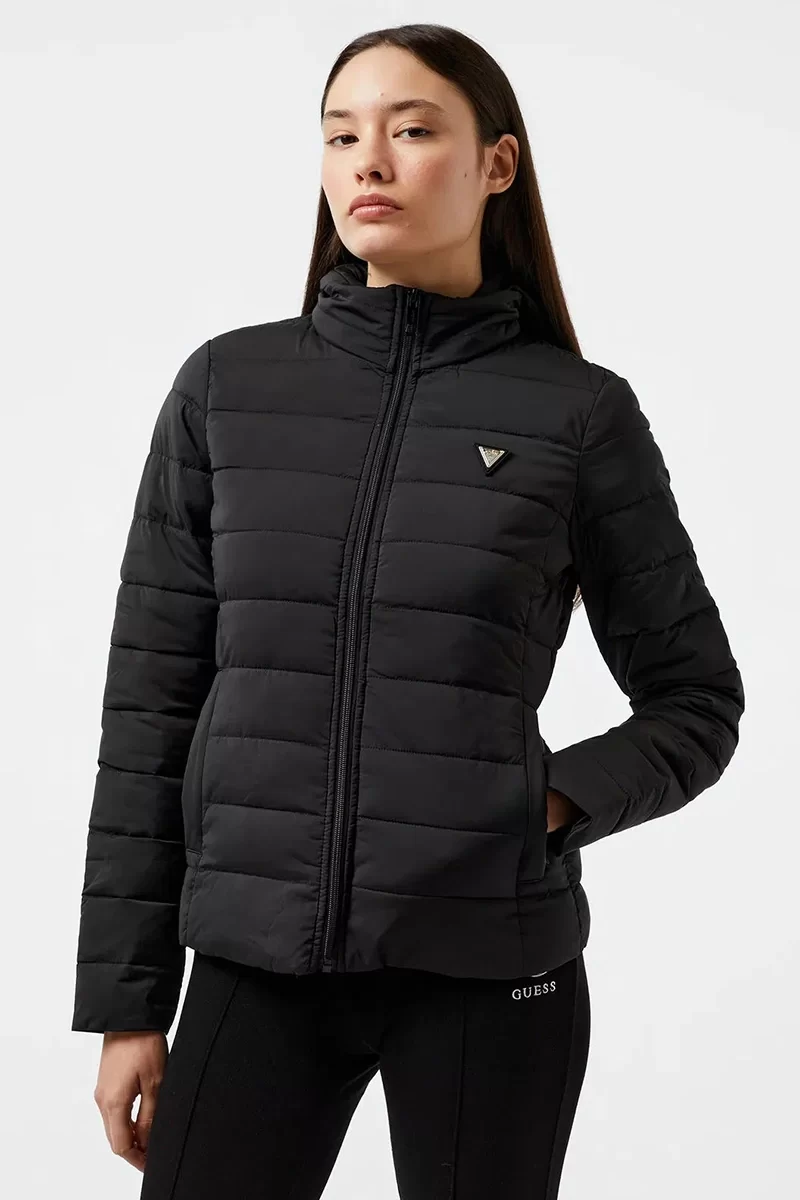 Guess Solıd Heavy Dıann Puffer Jacke Kadın Siyah Mont V4YL04WF3X0-JBLK