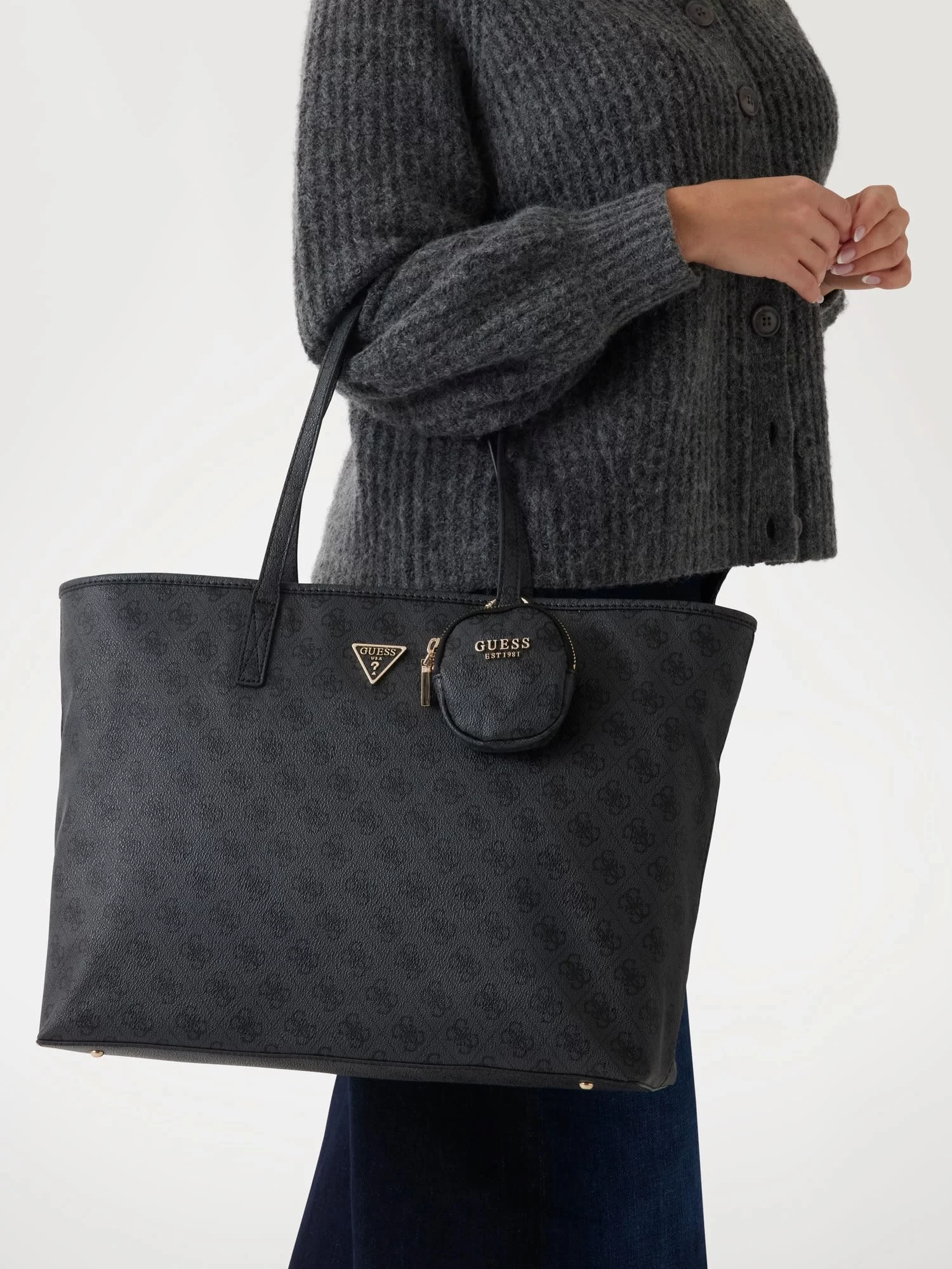 Guess Kadın Antrasit Power Play Büyük Teknolojik Tote Çanta