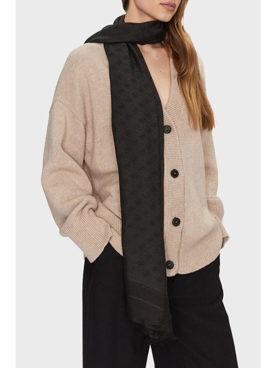 Guess Zamıra Scarf 4G Jaquard 80X180 Kadın Antrasit Şal AW5278MOD03-CLO