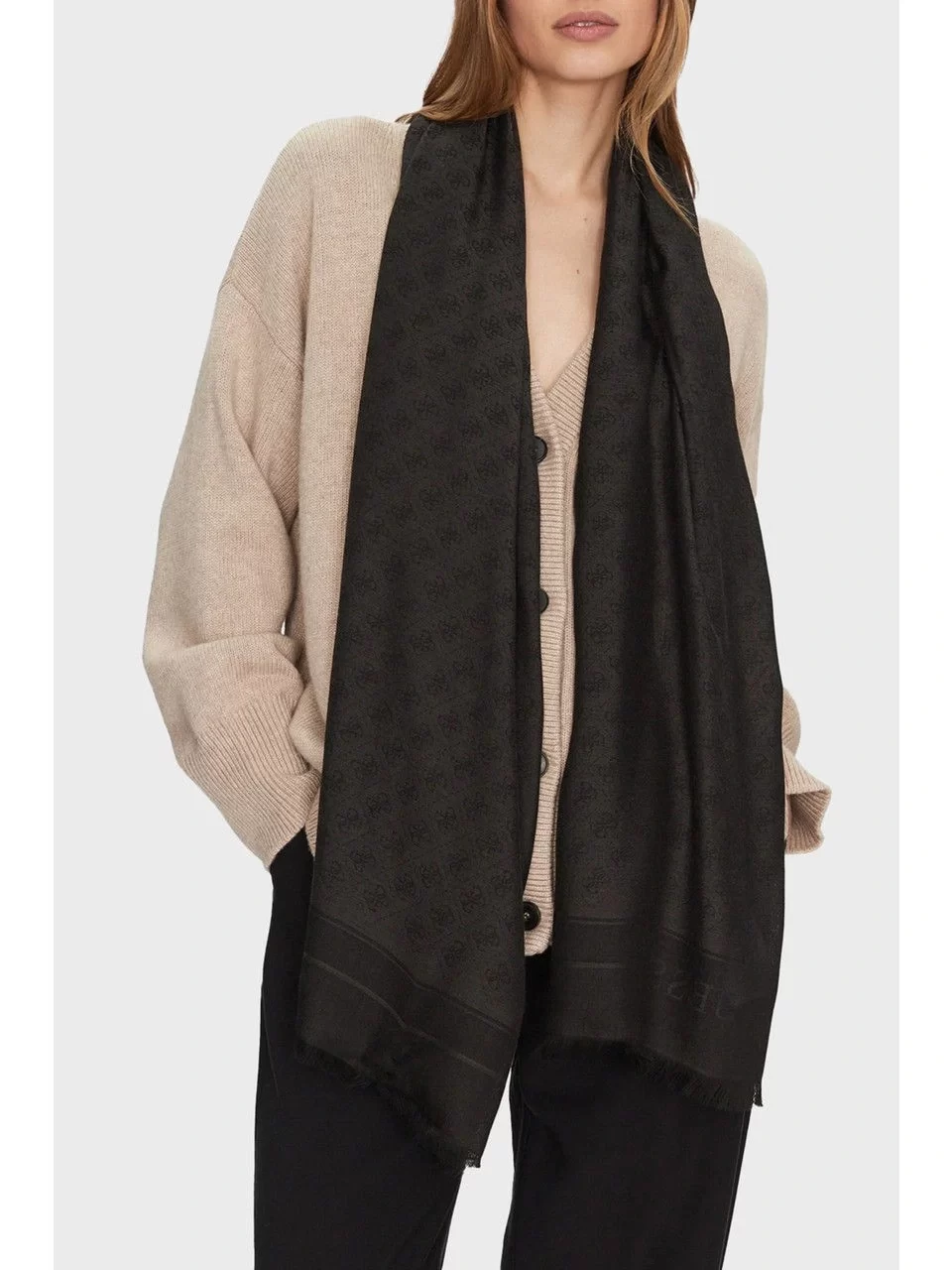 Guess Zamıra Scarf 4G Jaquard 80X180 Kadın Antrasit Şal AW5278MOD03-CLO