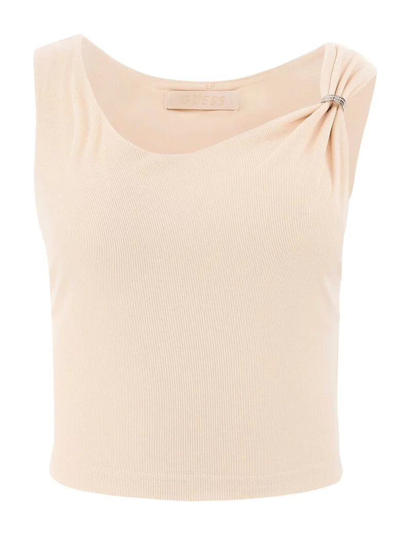 Guess Aımee Ss Jewel Drap Top Kadın Ekru Bluz W5GP22KAQL2-A60P
