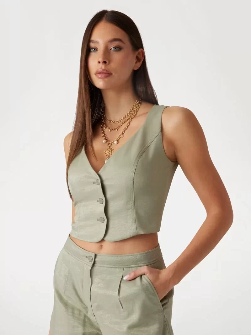 Guess Camılle Perfect Vest Kadın Haki Yelek W5GH71WH5F0-F83S