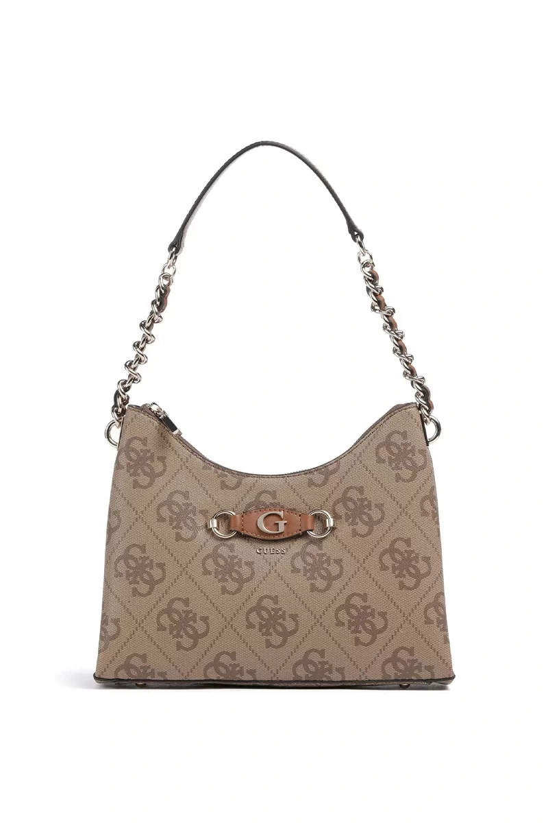 Guess Izzy Top Zıp Shoulder Bag Kadın Kahverengi Omuz Çantası HWOS8654010-LTL