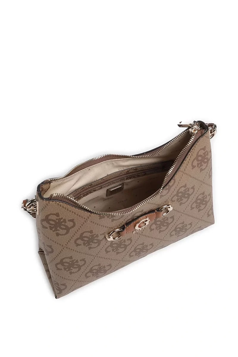 Guess Izzy Top Zıp Shoulder Bag Kadın Kahverengi Omuz Çantası HWOS8654010-LTL