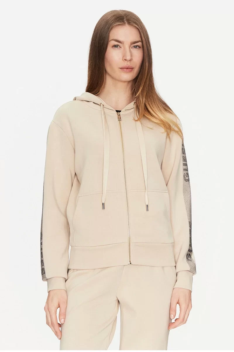 Guess Hooded Scuba Sweatshırt Kadın Bej Eşofman Üstü W5RQ03KBYE2-G9N9