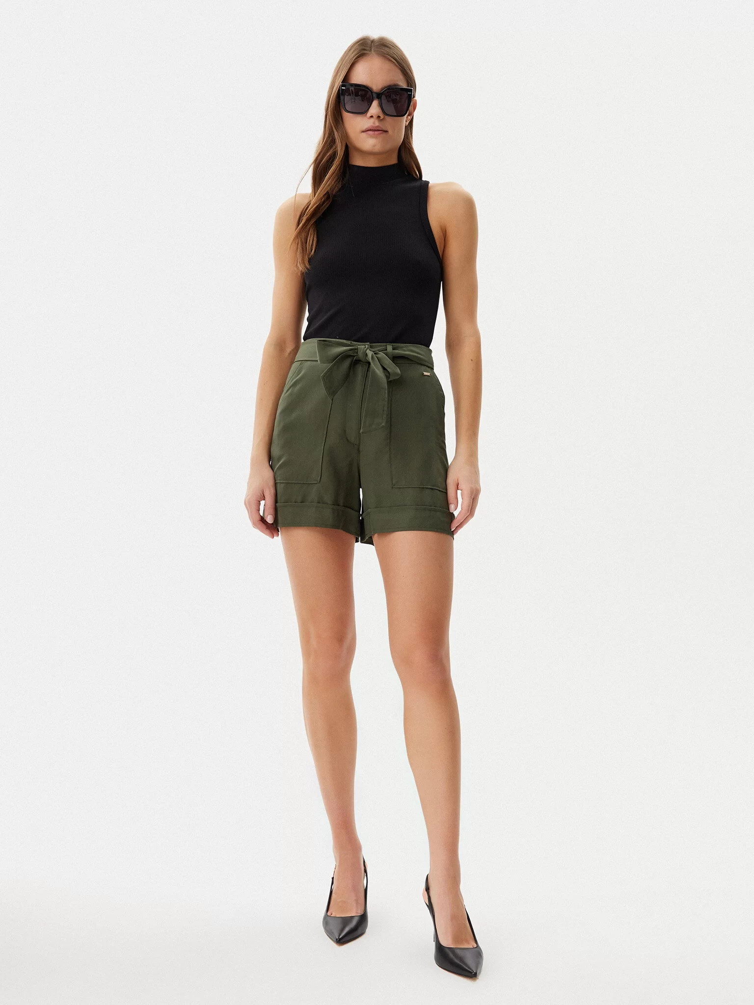 Guess New Nına Belted Short Kadın Yeşil Şort W5GD1RWG4C2-A838
