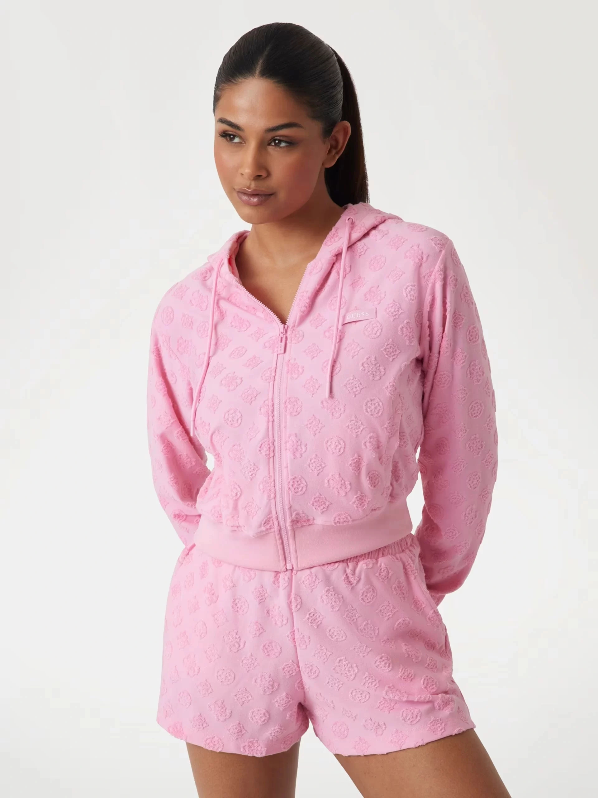 Guess Peony Jacquard Hooded Full Zıp Kadın Çok Renkli Eşofman Üstü V5GQ00KCT02-F6EV
