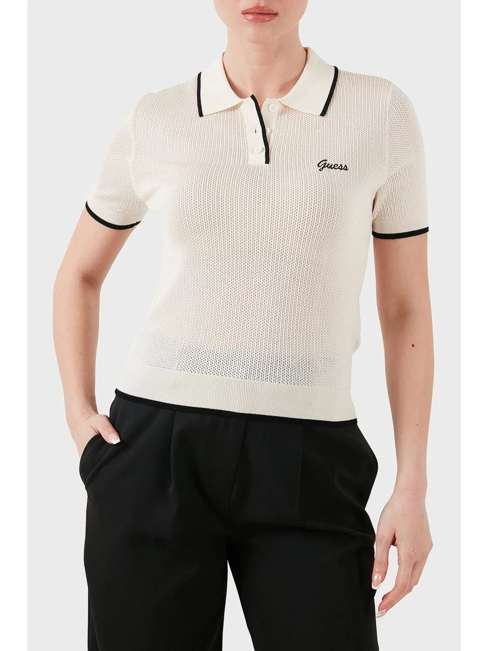 Guess Polo Sweater Kadın Beyaz T-Shirt V5GP00Z3D60-G1O6