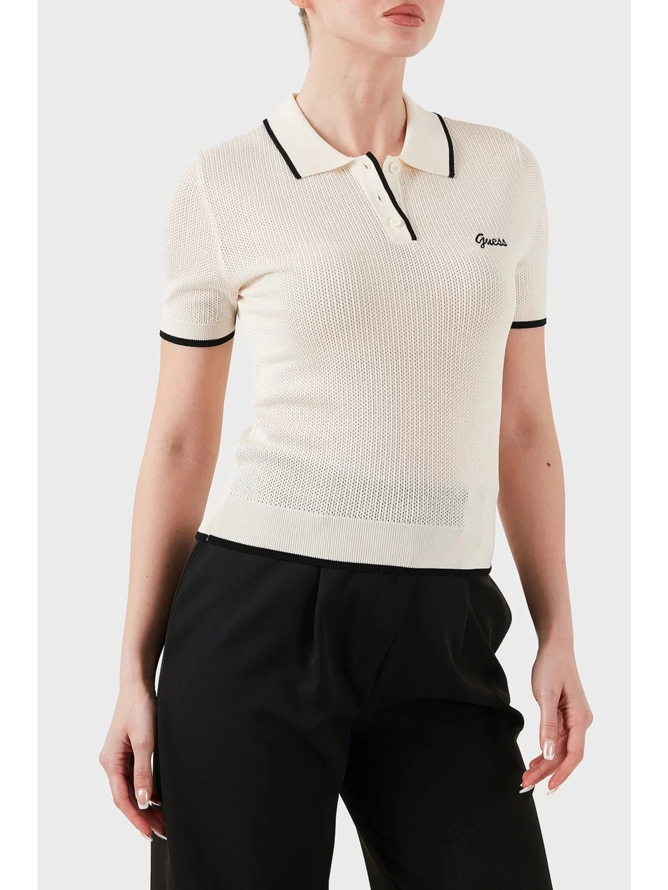 Guess Polo Sweater Kadın Beyaz T-Shirt V5GP00Z3D60-G1O6