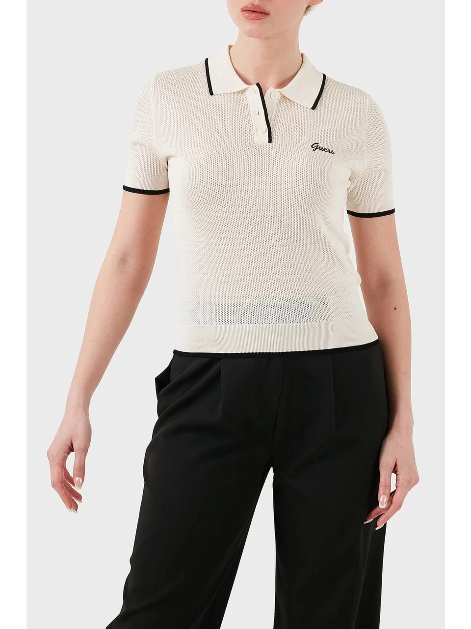 Guess Polo Sweater Kadın Beyaz T-Shirt V5GP00Z3D60-G1O6