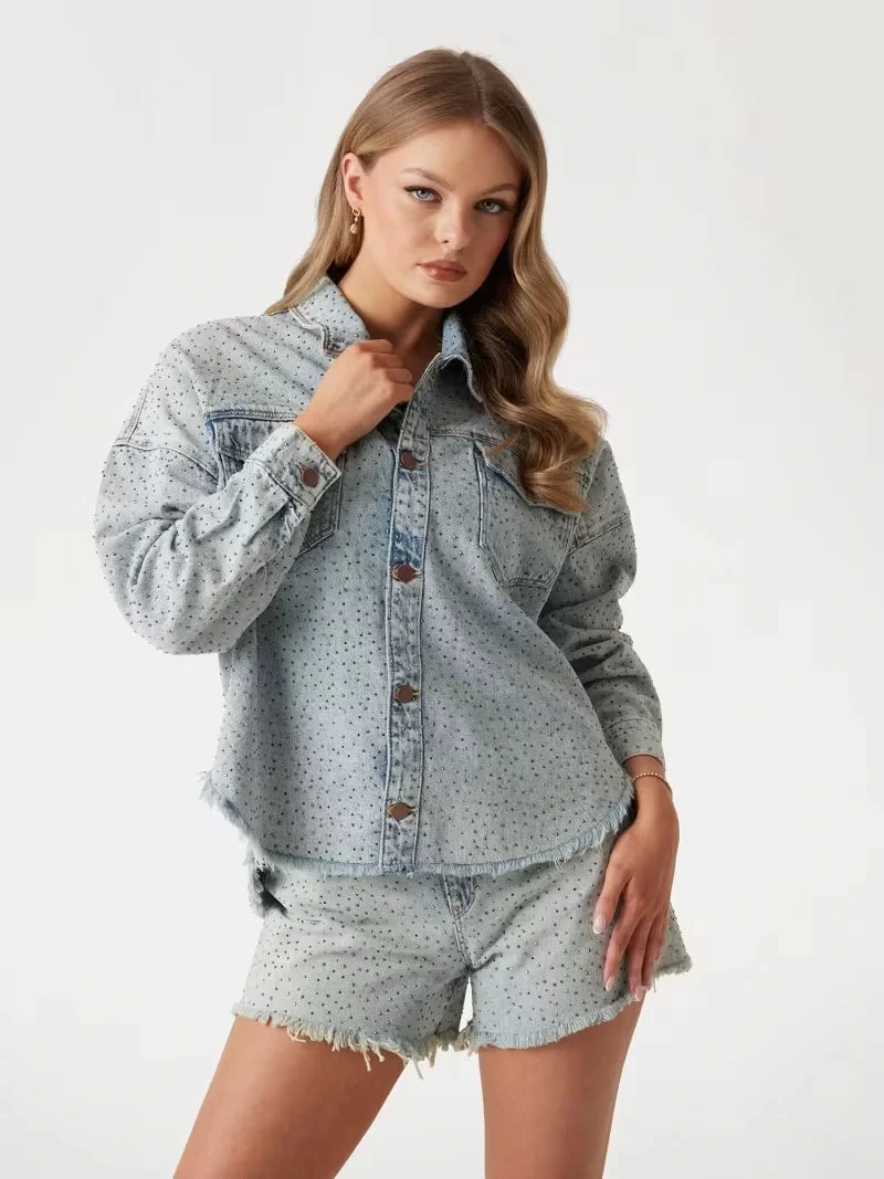 Guess Western Shacket Kadın Mavi Ceket W5GN90D5LQ2-GRBG