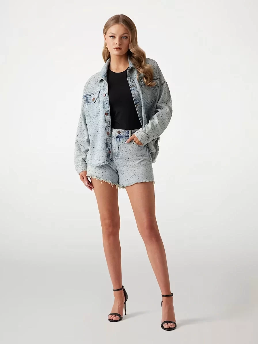 Guess Western Shacket Kadın Mavi Ceket W5GN90D5LQ2-GRBG