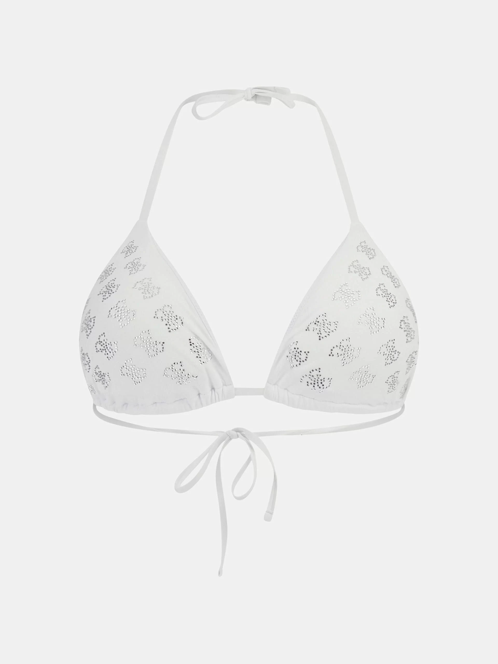 Guess Kadın Beyaz 4G Taşlı Üçgen Bikini Üst