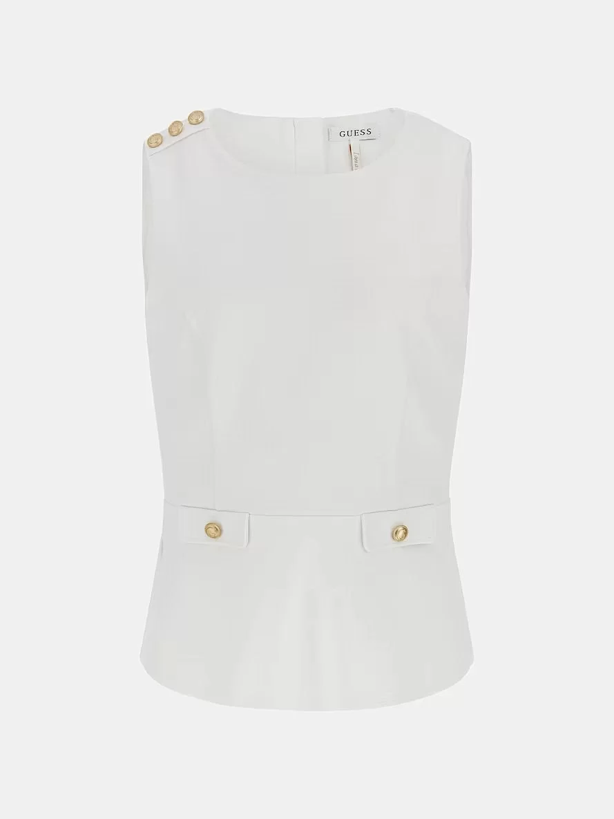 Guess Ambre Peplum Top Kadın Beyaz Bluz W5GP54KCBO2-G011