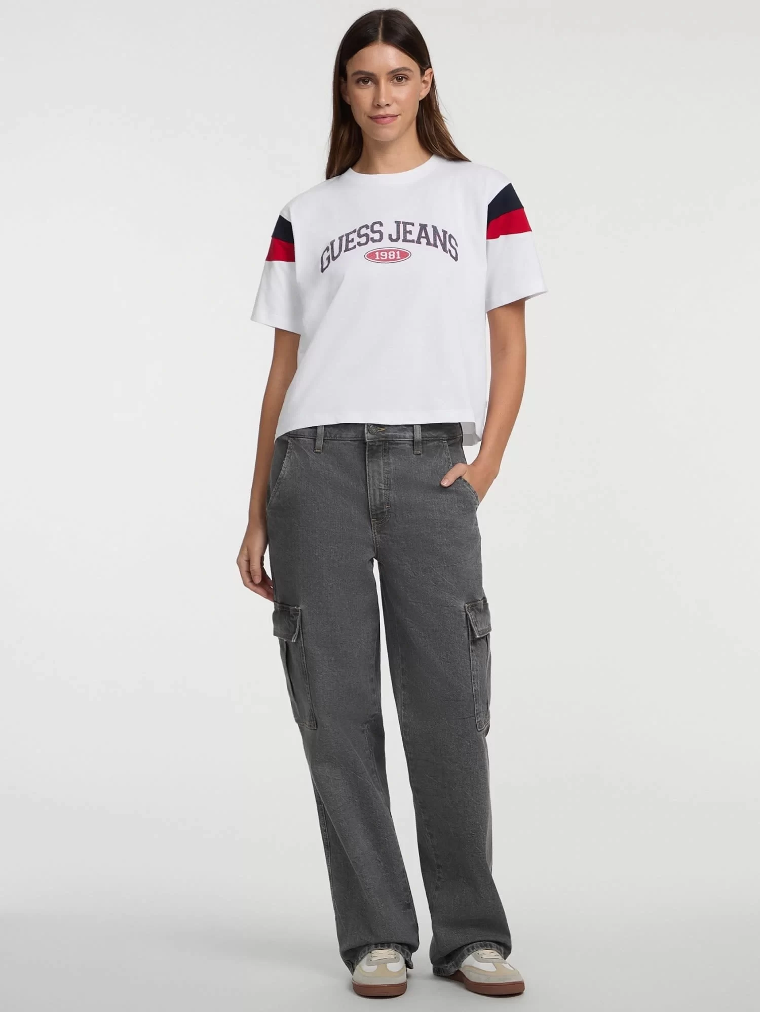 Guess jeans Gj Ss Cn Boxy Pıeced Tee Kadın Beyaz T-Shirt W5GI21K8HM0-G011