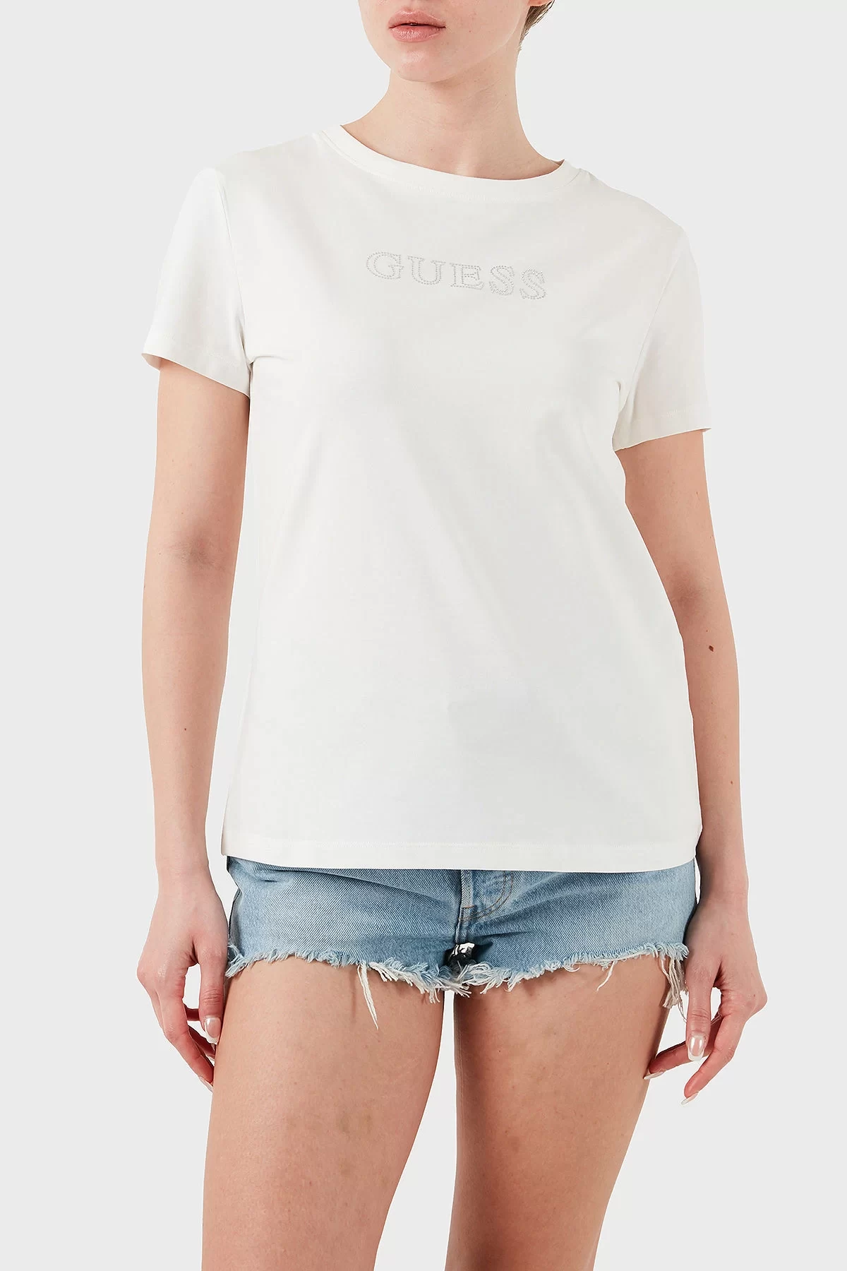 Guess Brıana Ss T-Shırt Kadın Beyaz T-Shirt V3BI11J1314-G018