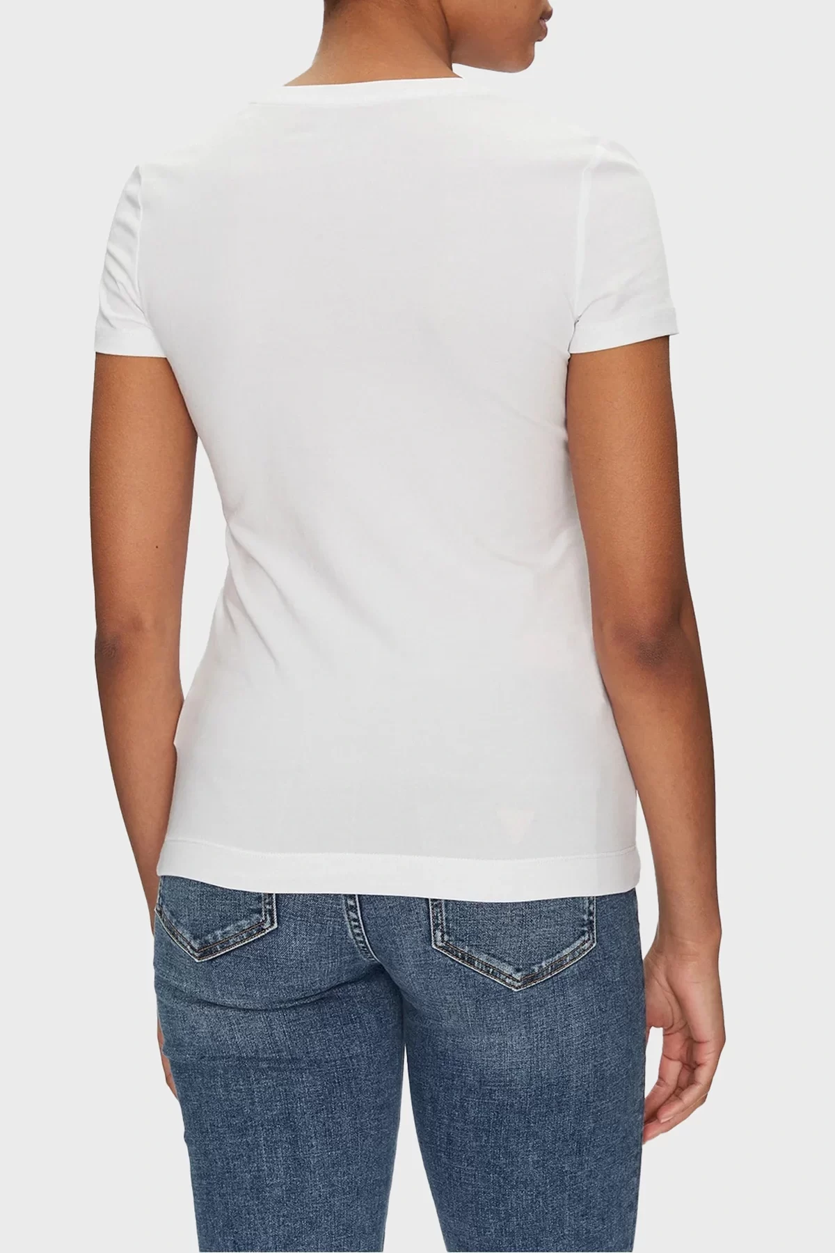 Guess Cn Ss Logo Lace Tee Kadın Beyaz T-Shirt W5GI04J1314-G011