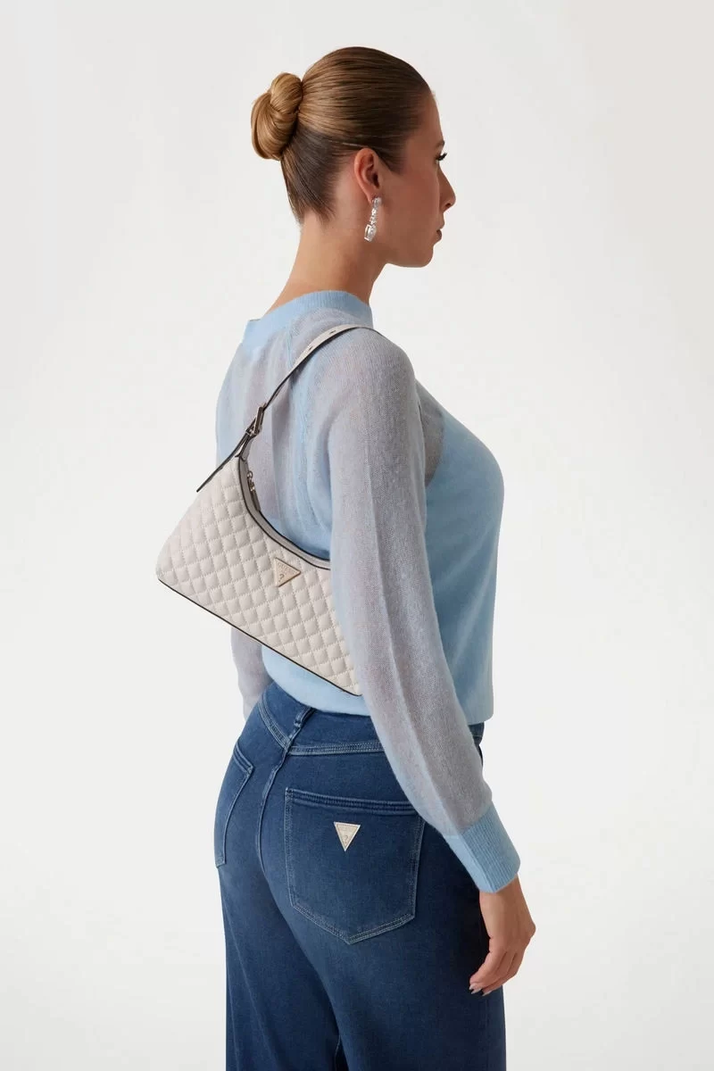 Guess Eco Rıanee Shoulder Bag Kadın Krem Omuz Çantası HWEQG954117-STO