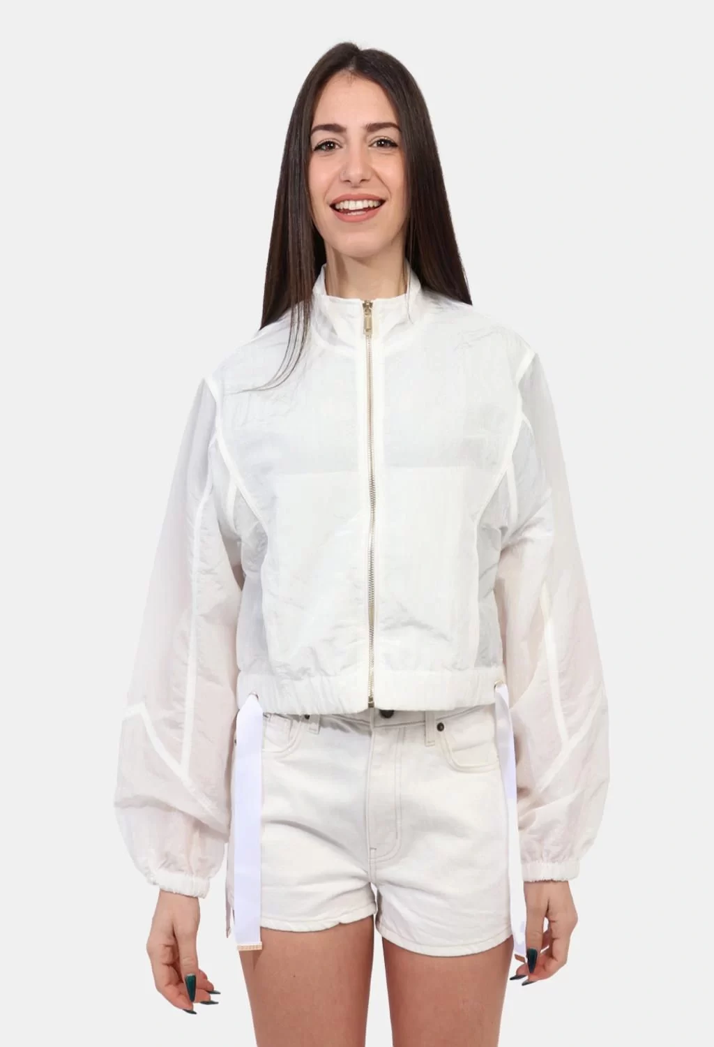 Guess Florıe Crop Jacket Kadın Beyaz Ceket W5GL18WH5X2-A00K