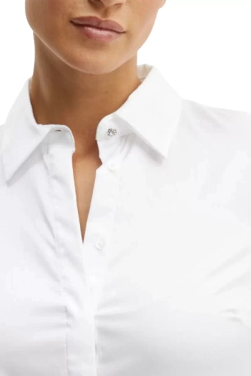Guess Tızıana Ls Logo Cuff Shırt Kadın Beyaz Gömlek W5RH31WAF10-G011