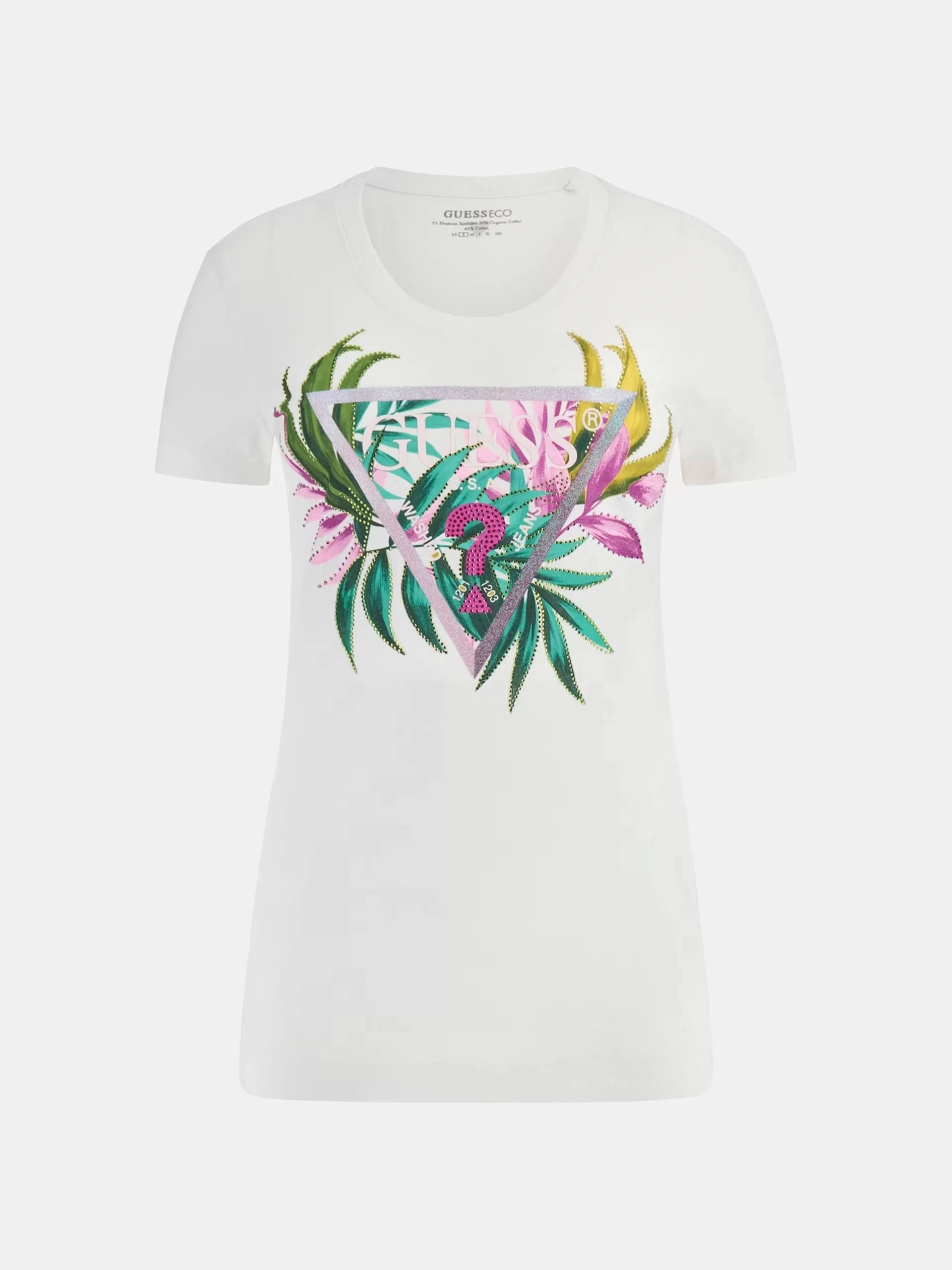 Guess Cn Ss Leaf Trıangle Tee Kadın Beyaz T-Shirt W5GI07J1314-G011