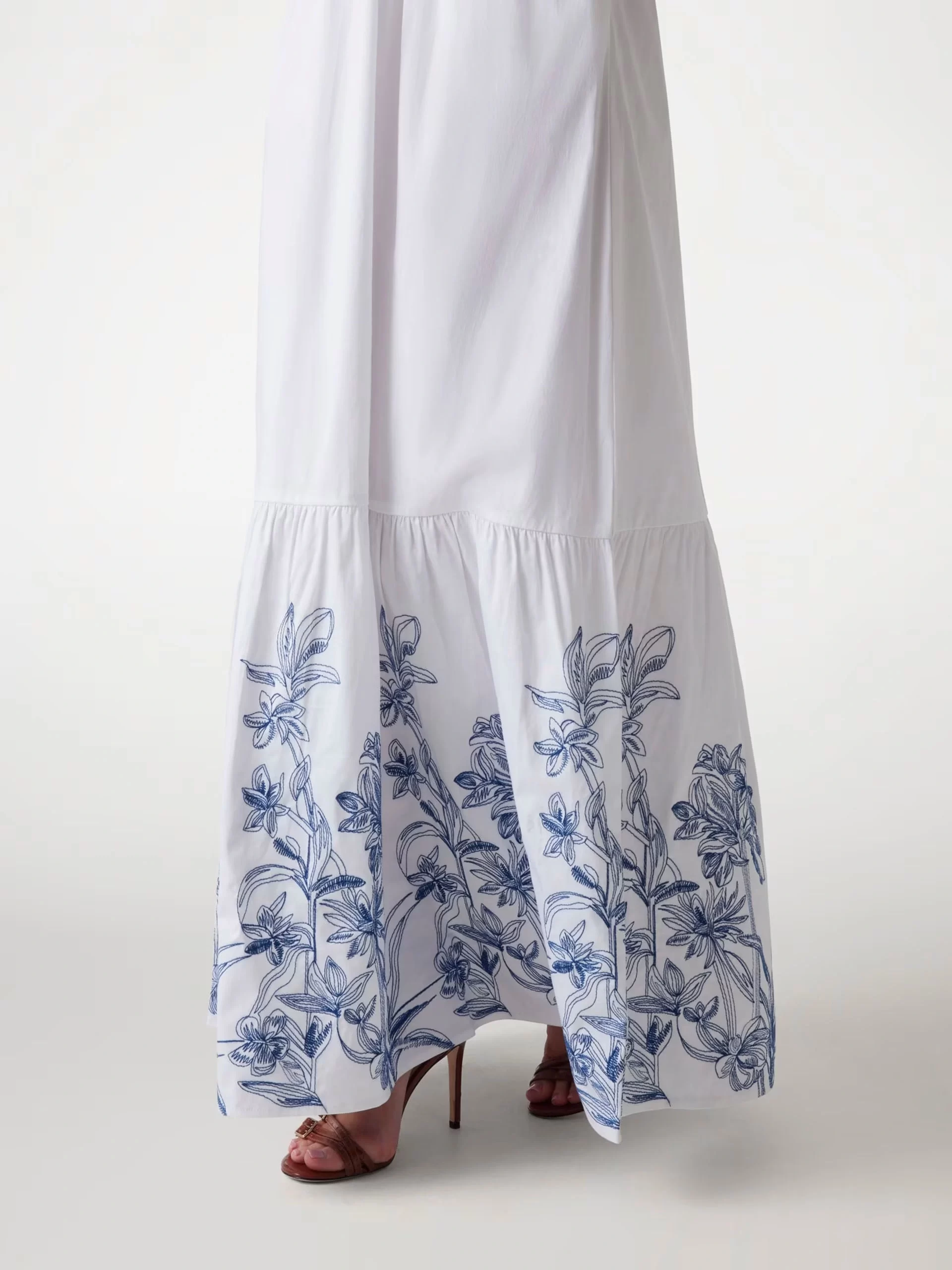 Guess Blanche Place Embro Long Dress Kadın Beyaz Elbise W5GK26WH580-G011